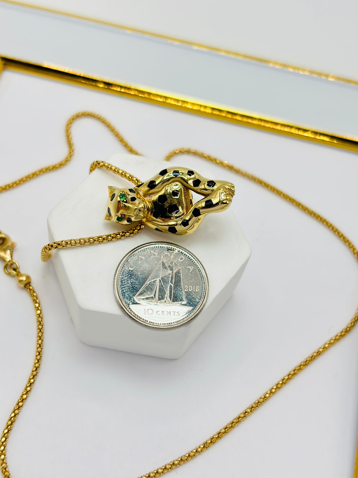 18K Gold Hanging Panther Necklace