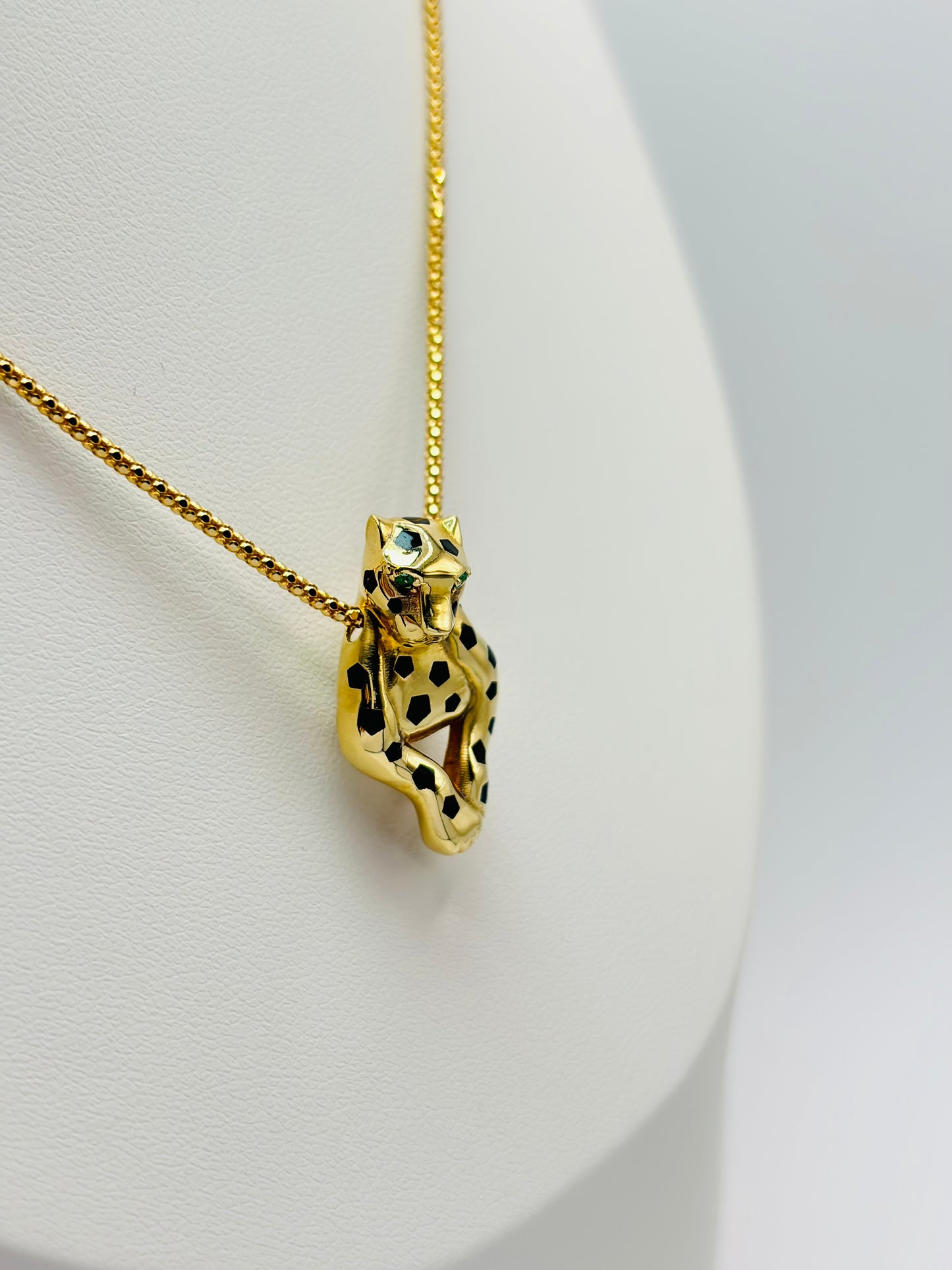 18K Gold Hanging Panther Necklace