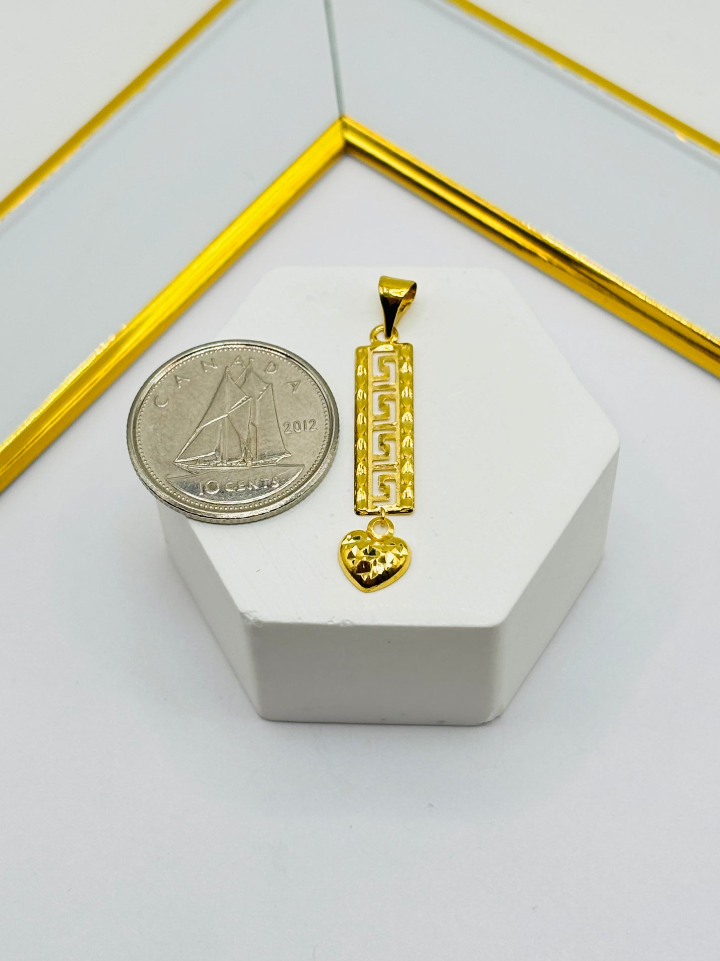 18K Gold Long with Heart Pendant