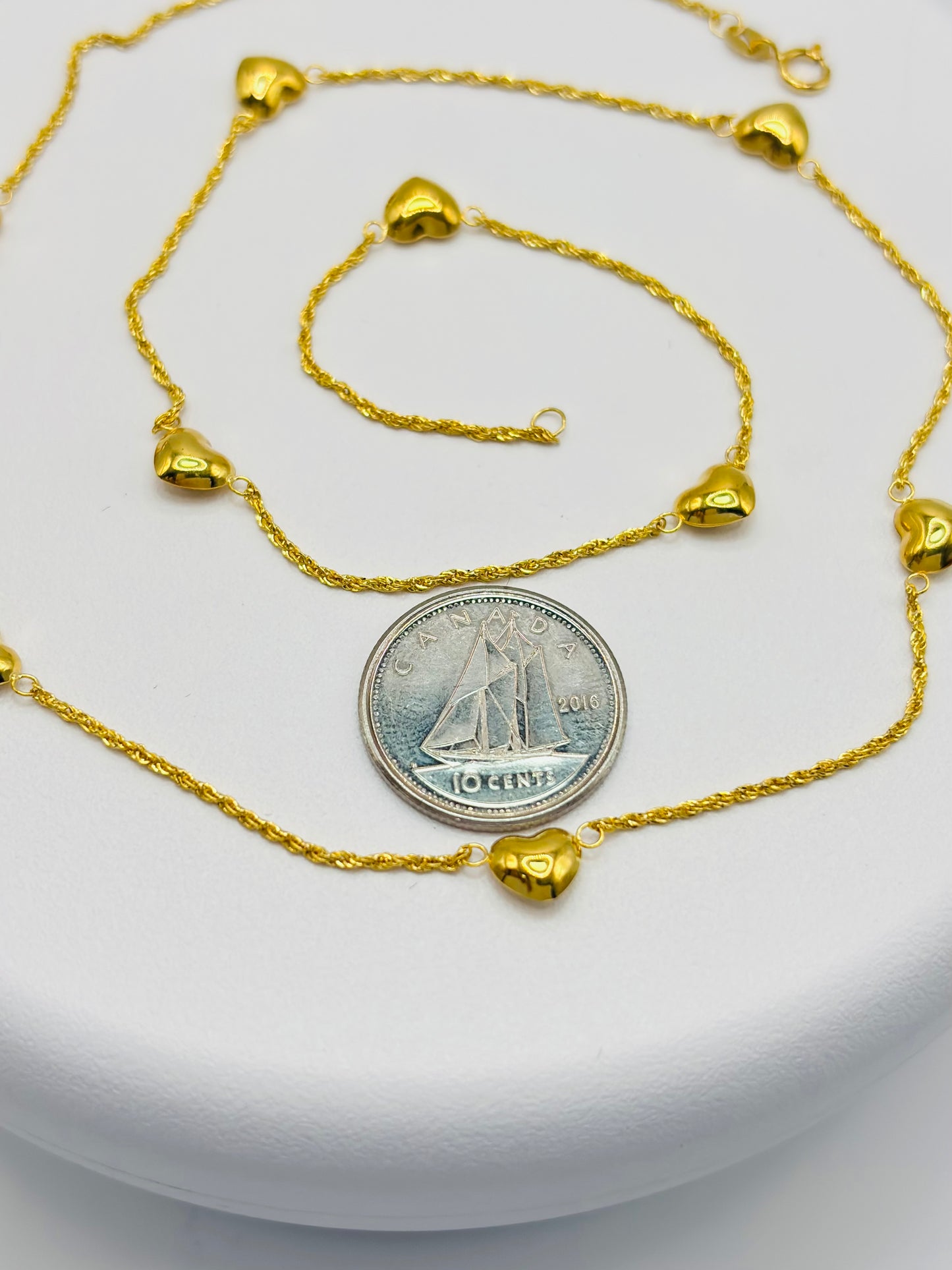 18K Gold Rope with Attached Heart Necklace
