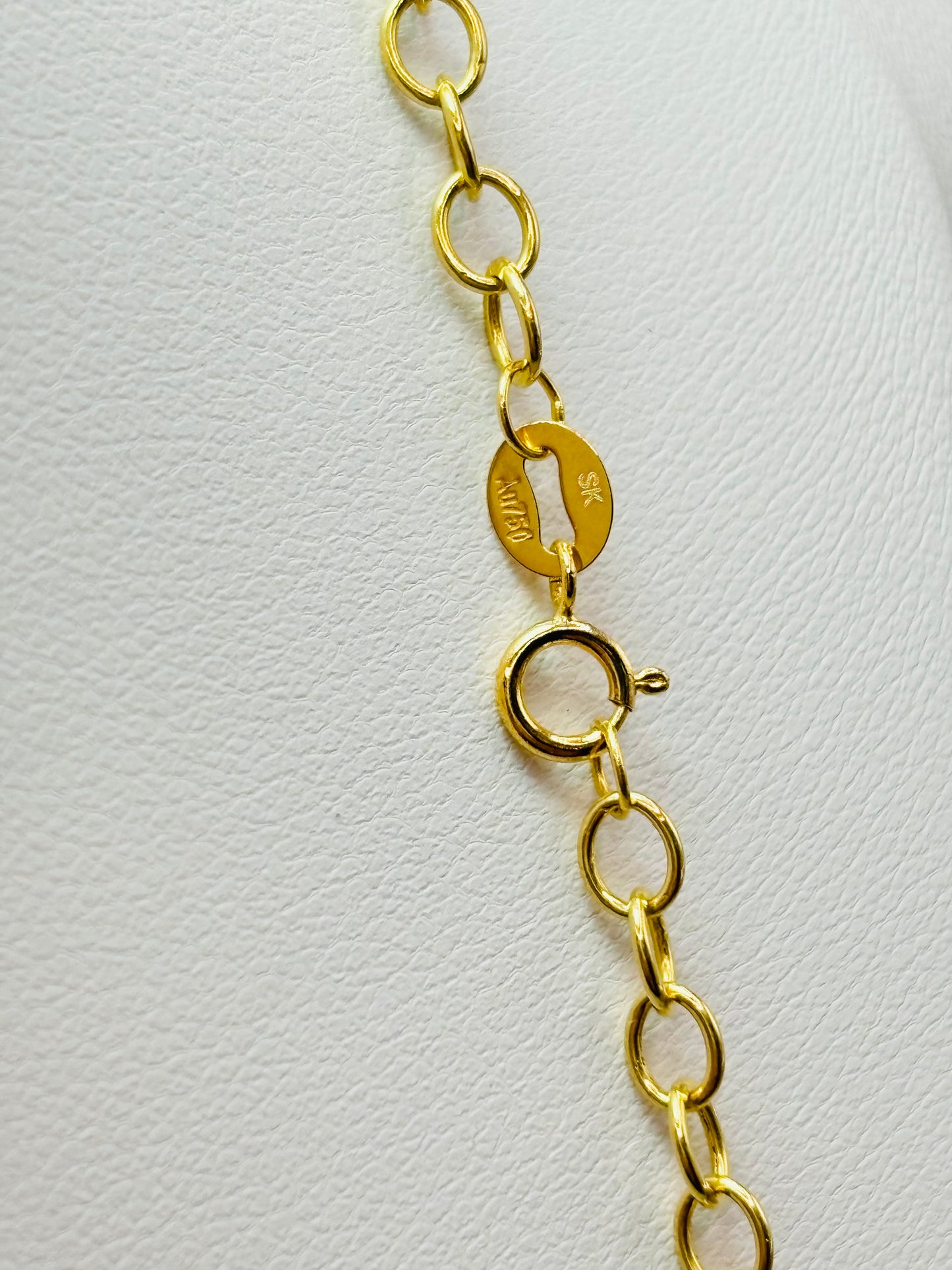 18K Gold Circle Chain with K18 Japan Gold Heart Necklace