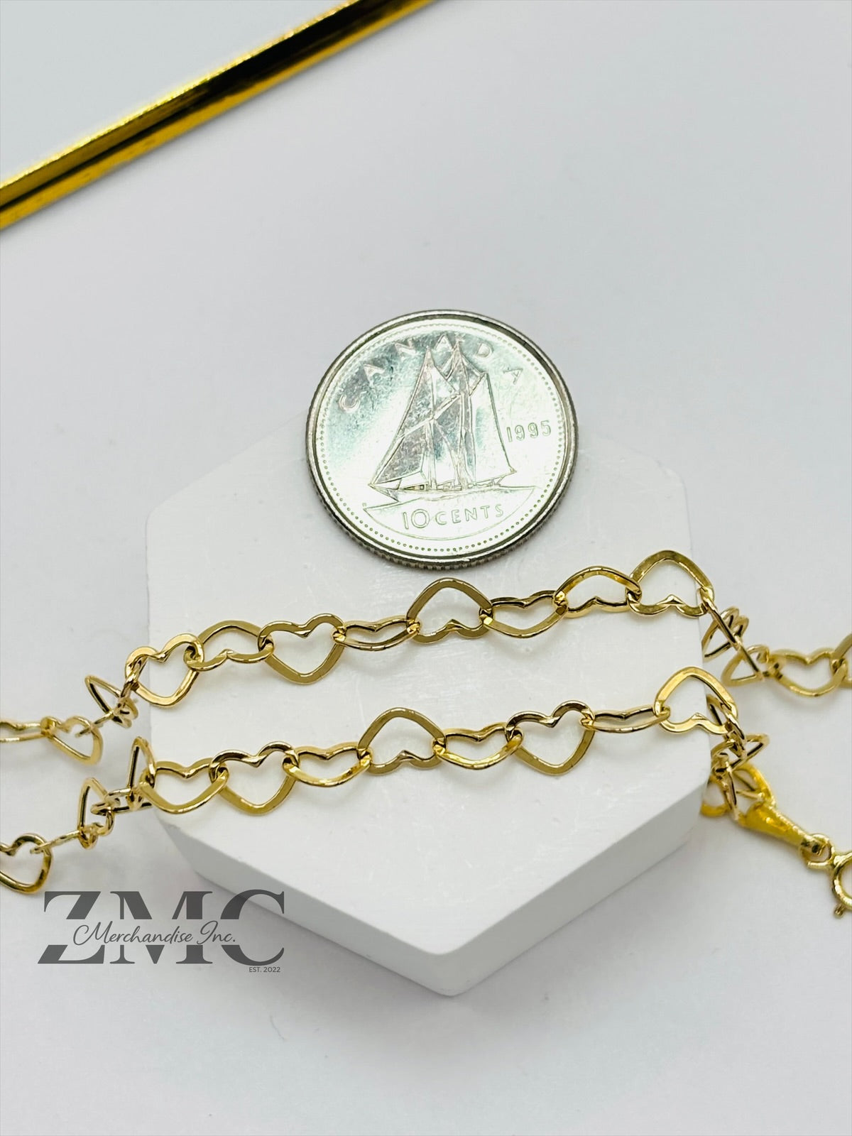 18K Gold Heart Necklace/Chain 4mm