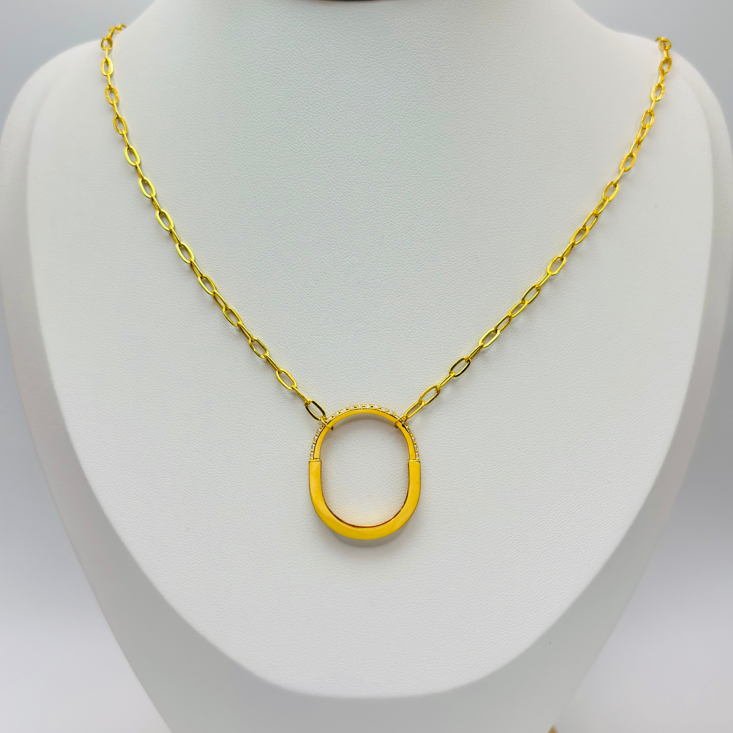 18K Gold Small Link Paperclip Interlock Necklace