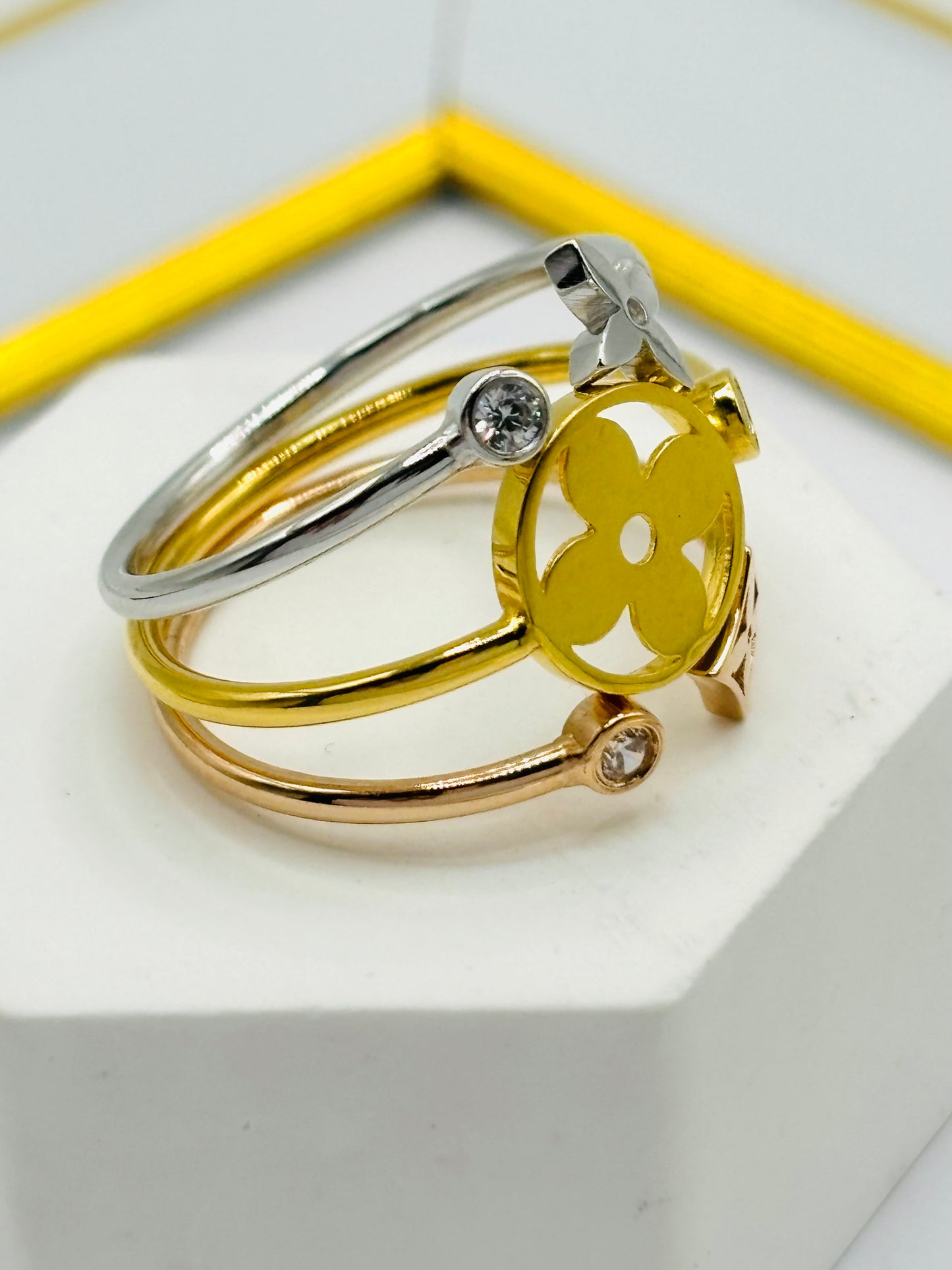 18K Gold Tri-Color Power Ring (Comfort Fit)