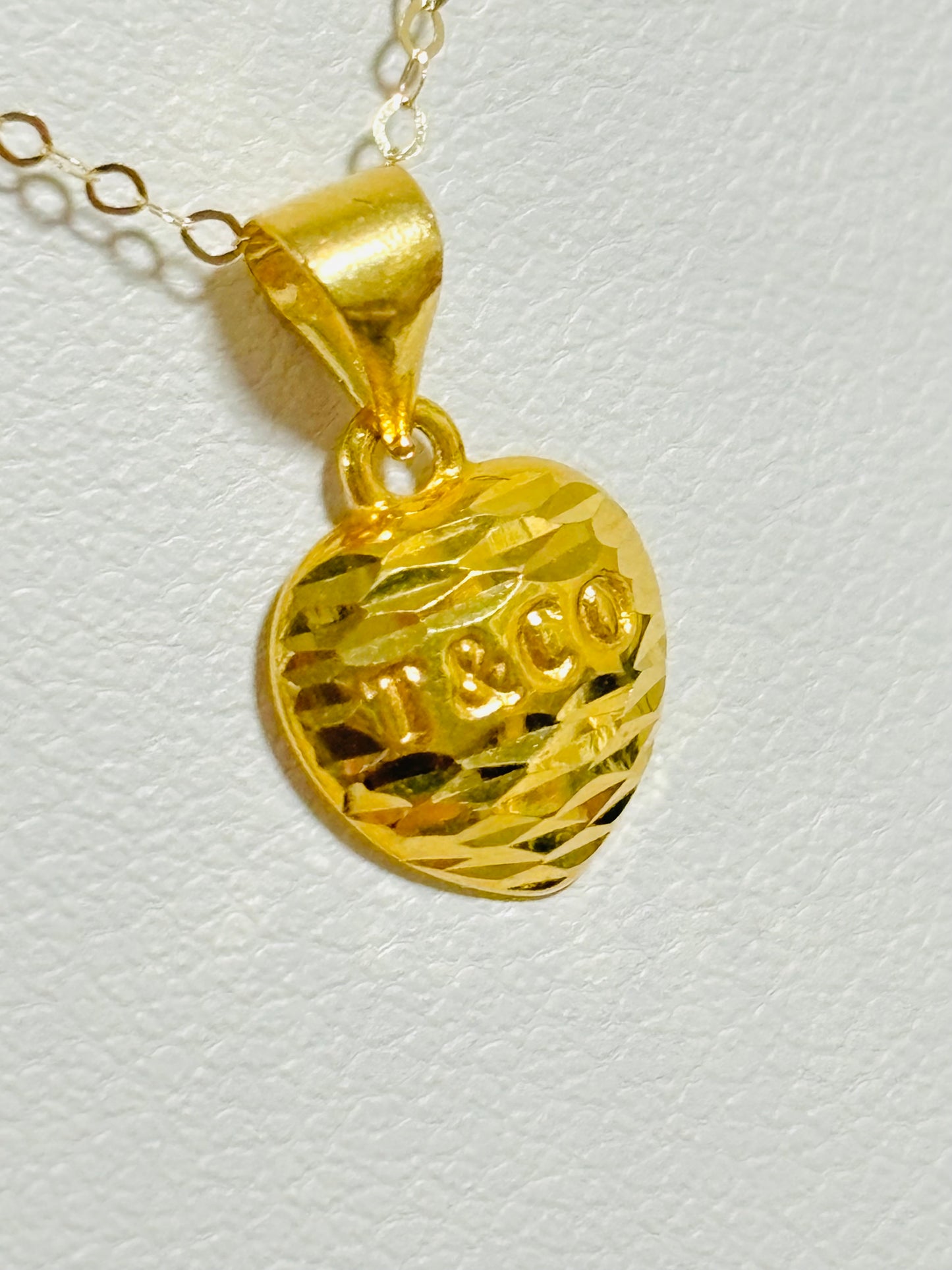 18K Gold T&C Heart Earrings and Pendant Set