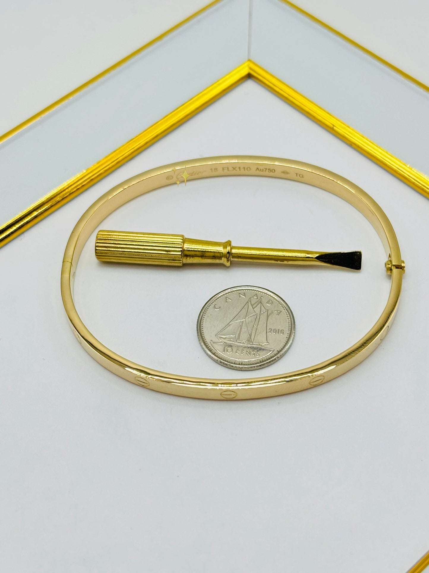 18K Gold Screw Type Bangle