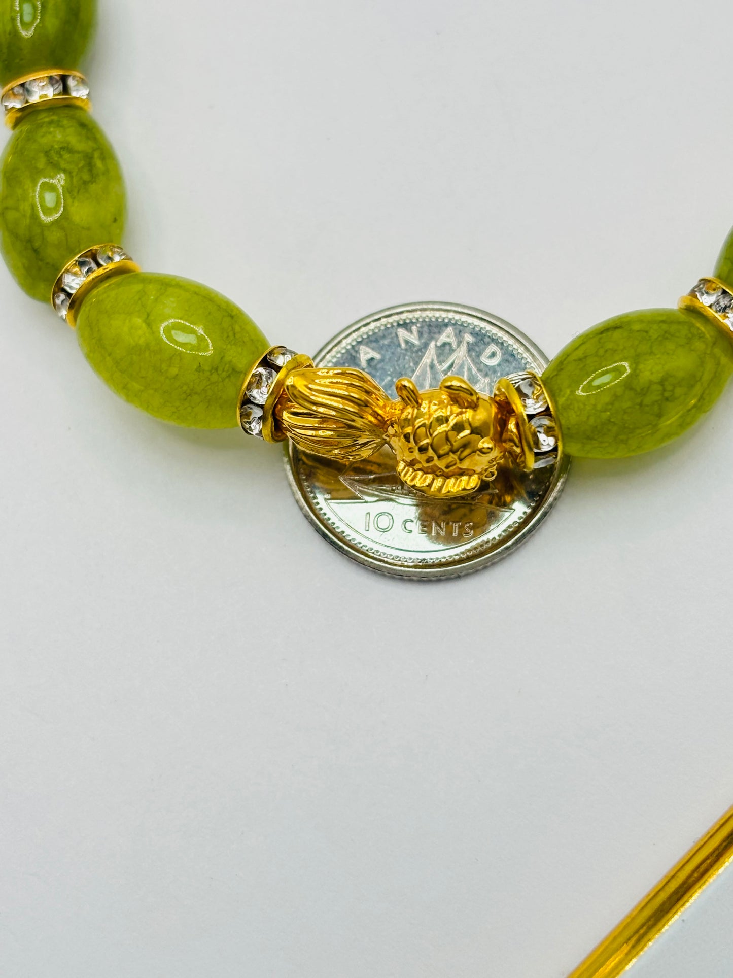 18K Gold Lucky Koi Fish Jade Stone ( Hollow Empty Inside) Medium Size