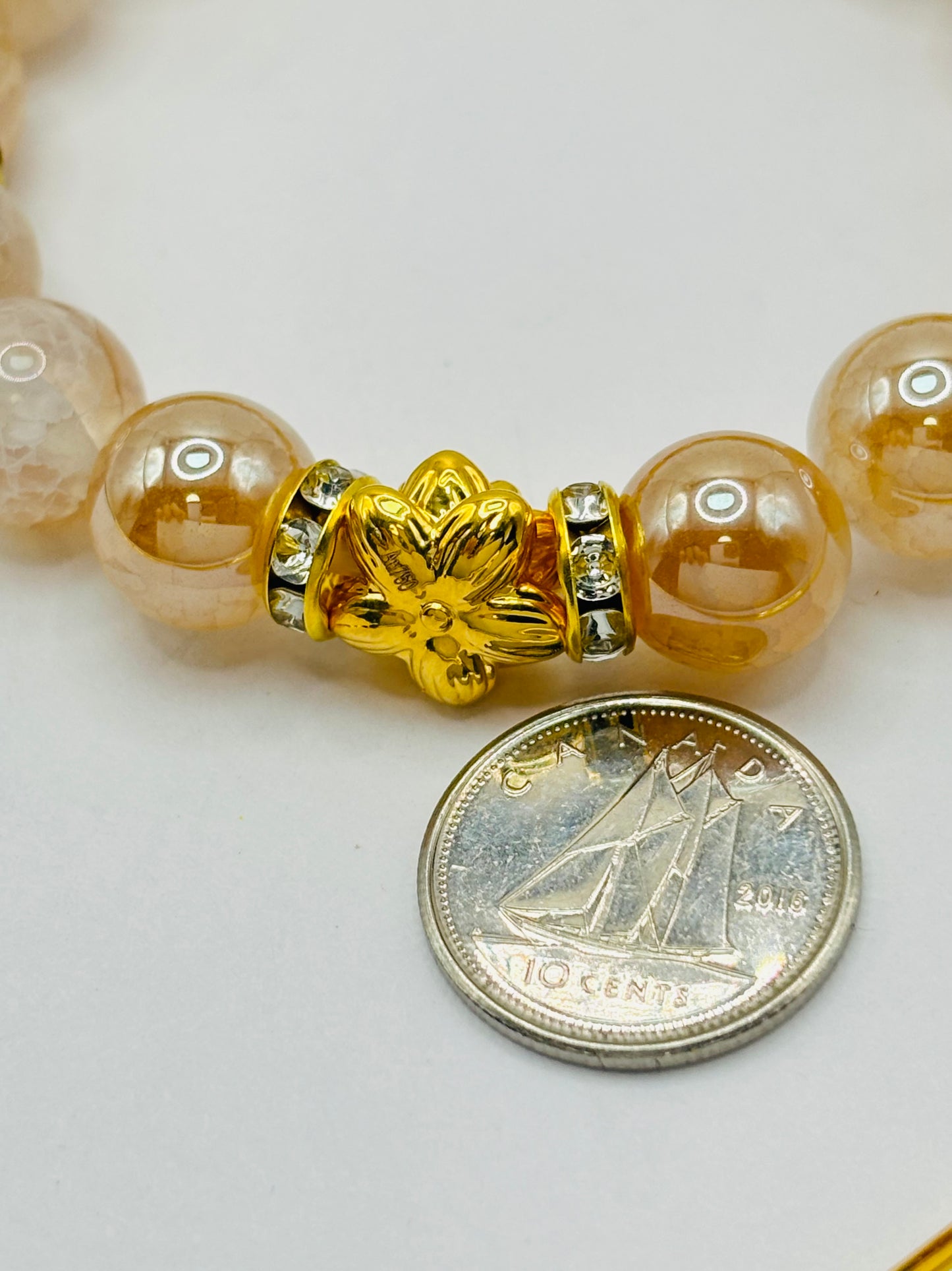 18K Gold Lucky Lotus Flower Sun Stone ( Hollow Empty Inside) Medium Size