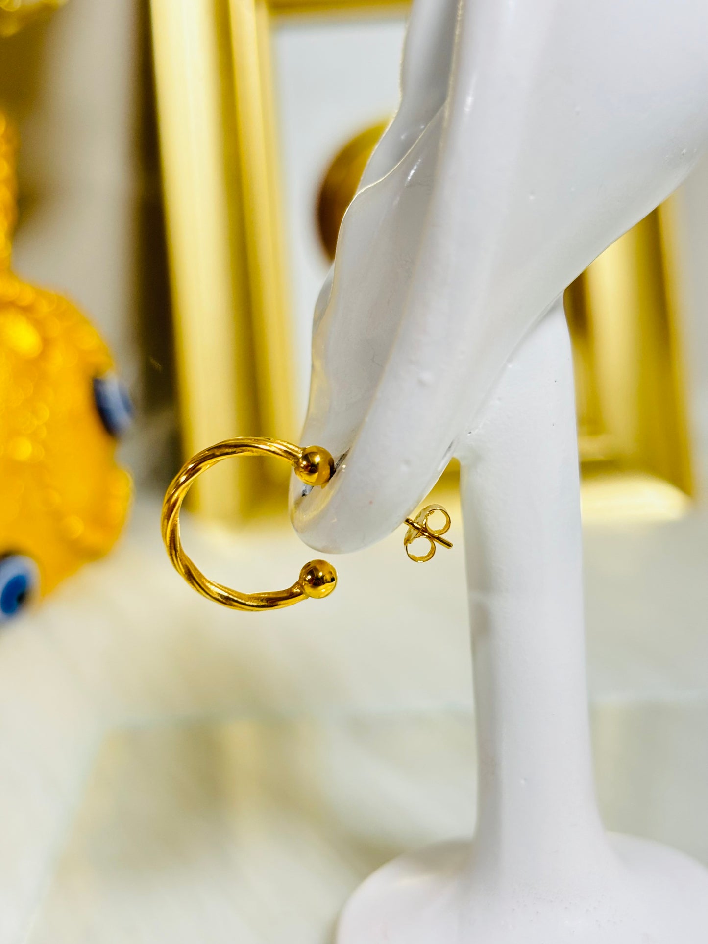 18K Gold Loop Stud Earrings