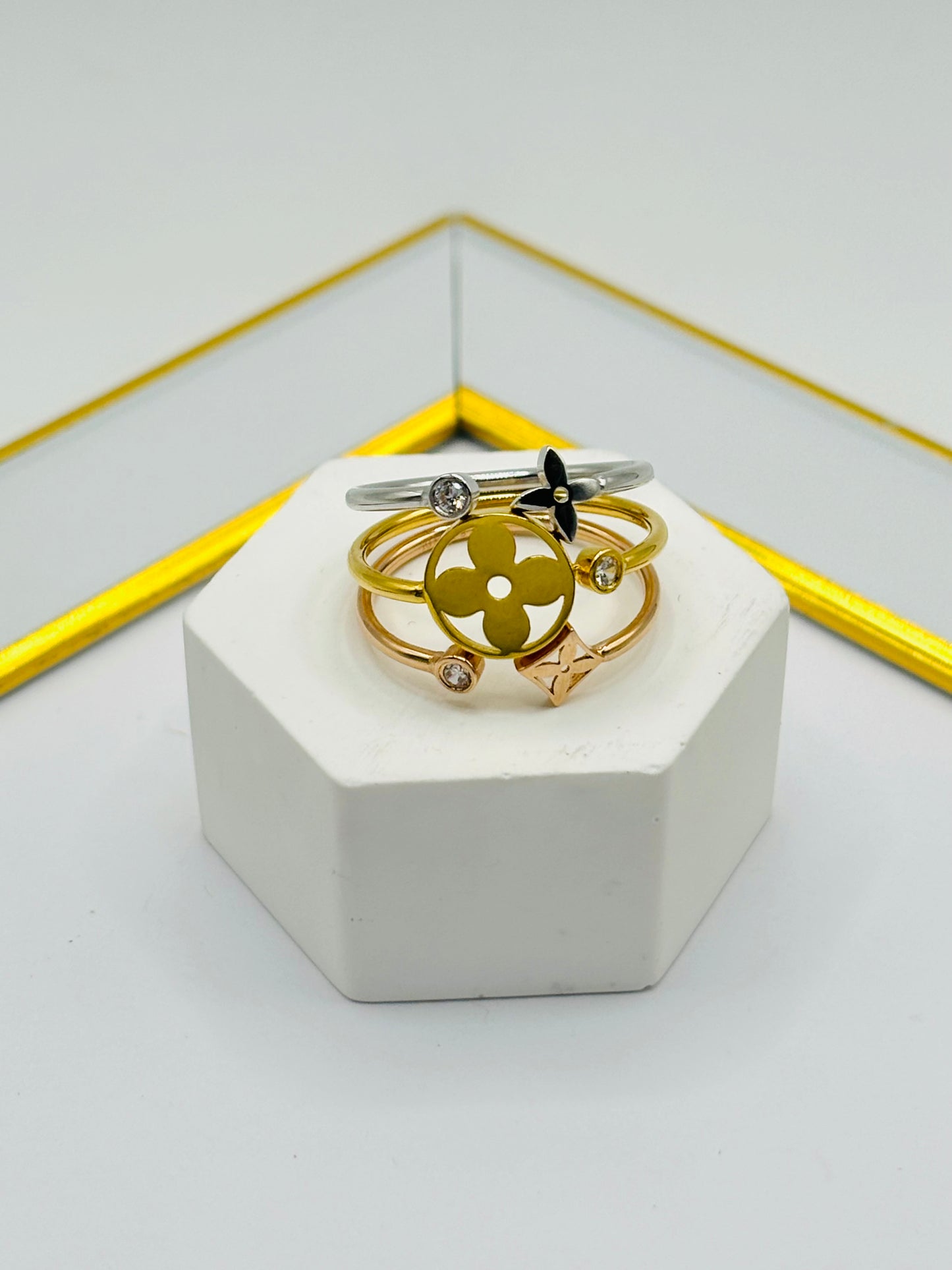 18K Gold Tri-Color Power Ring (Comfort Fit)