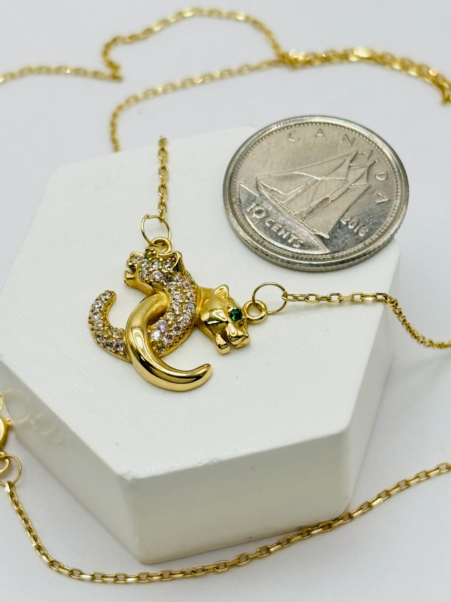 18K Gold Attached Panther Necklace