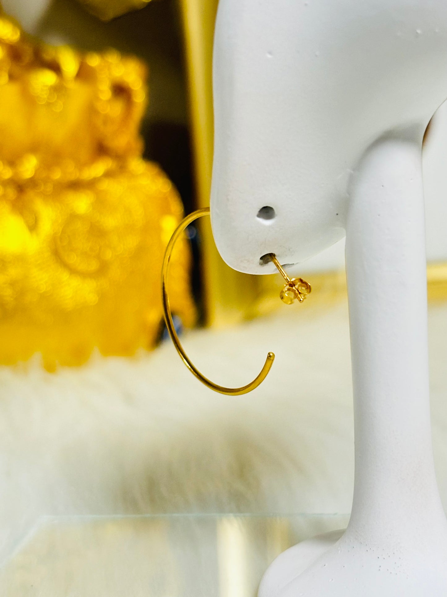 18K Gold Stud Loop Earrings