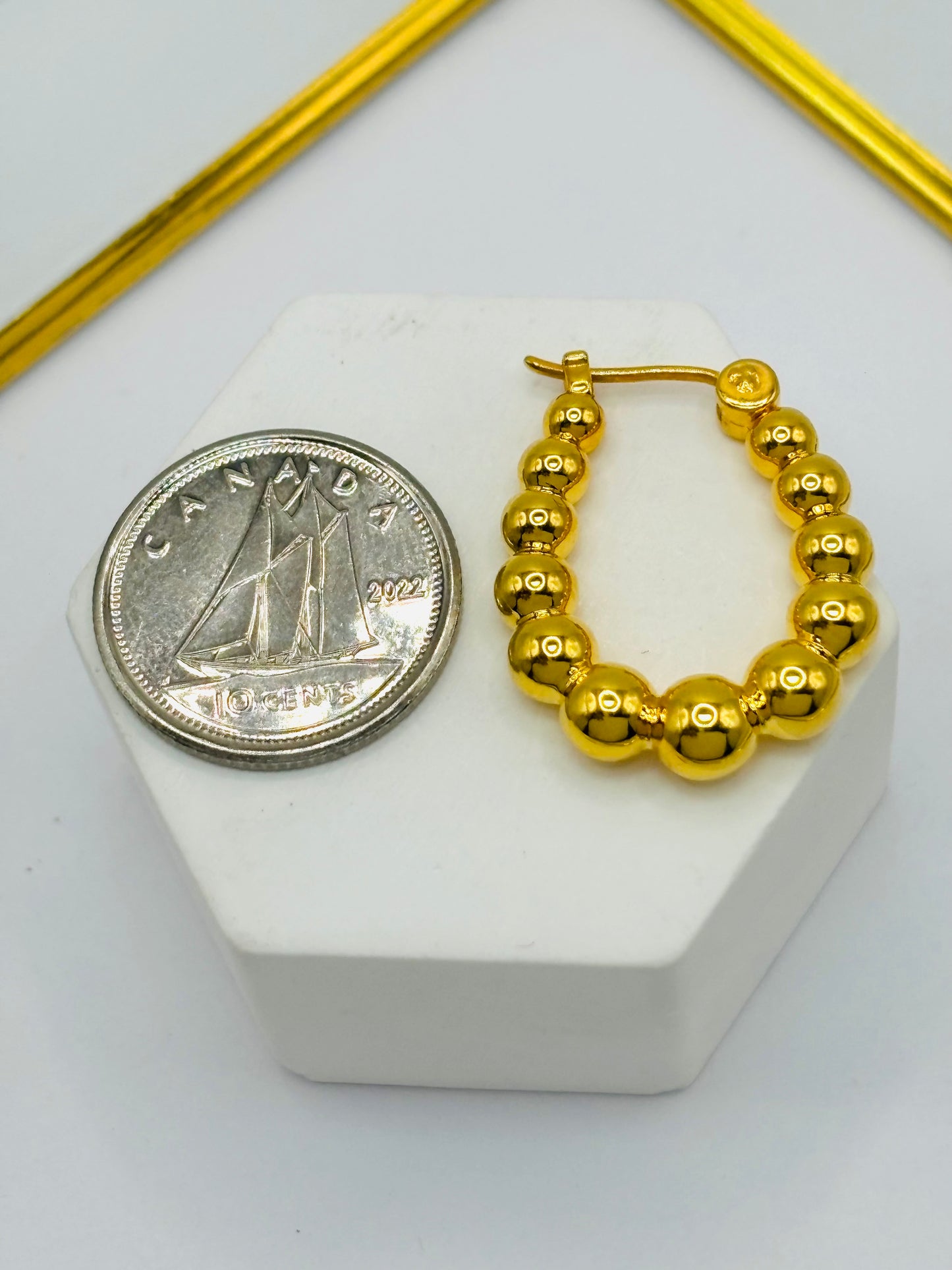 18K Gold Bubble Loop Earrings (Electroform)