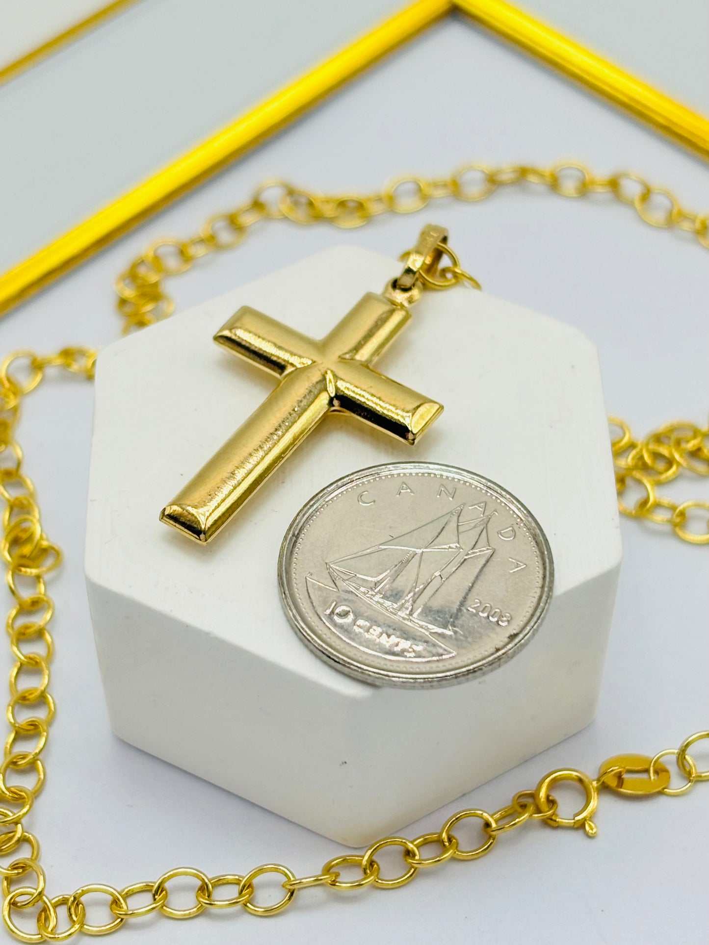 K18 Japan Cross Pendant with 18K Gold Chain