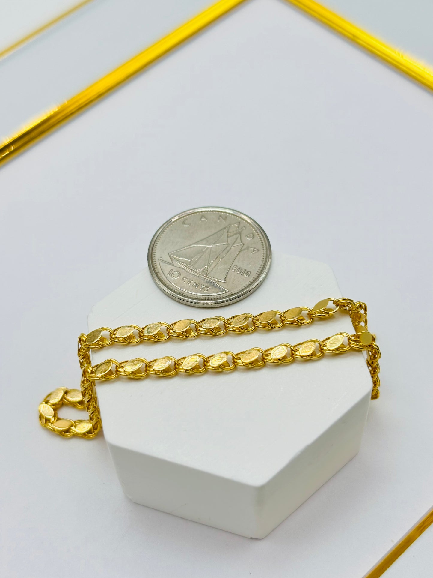 18K Gold Damascus Bracelet Slim