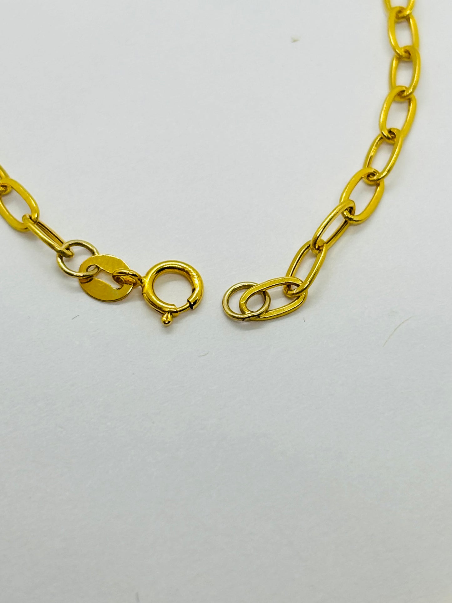 18K Gold Paperclip with Attached Heart Bracelet