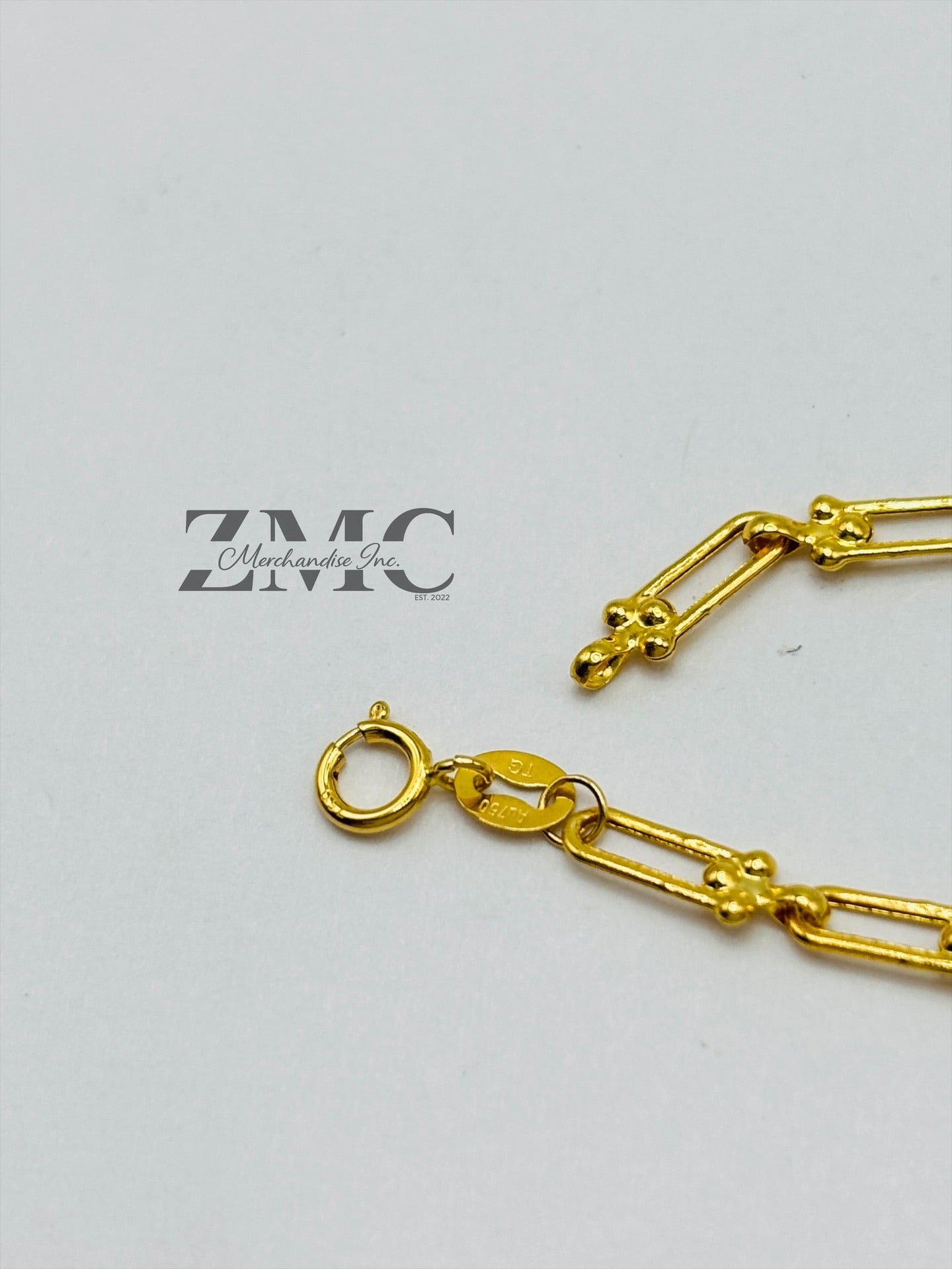 18K Gold Flat Hardware Heart, Flower Charm Bracelet