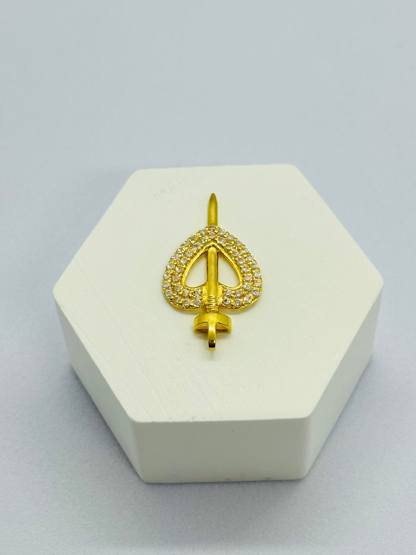 18K Gold Heart and Sword Pendant
