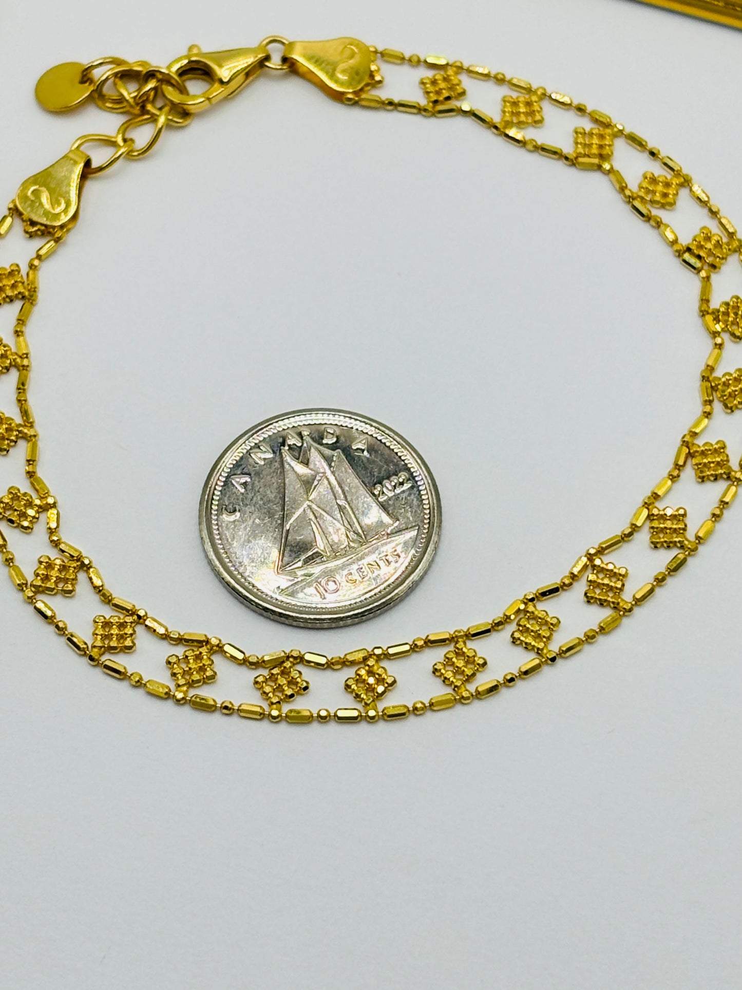 K18 Japan Gold Flat Bead Bracelet
