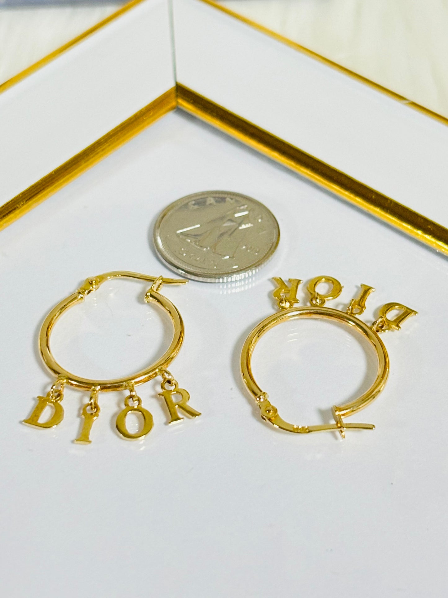 18K Gold D Loop Earrings