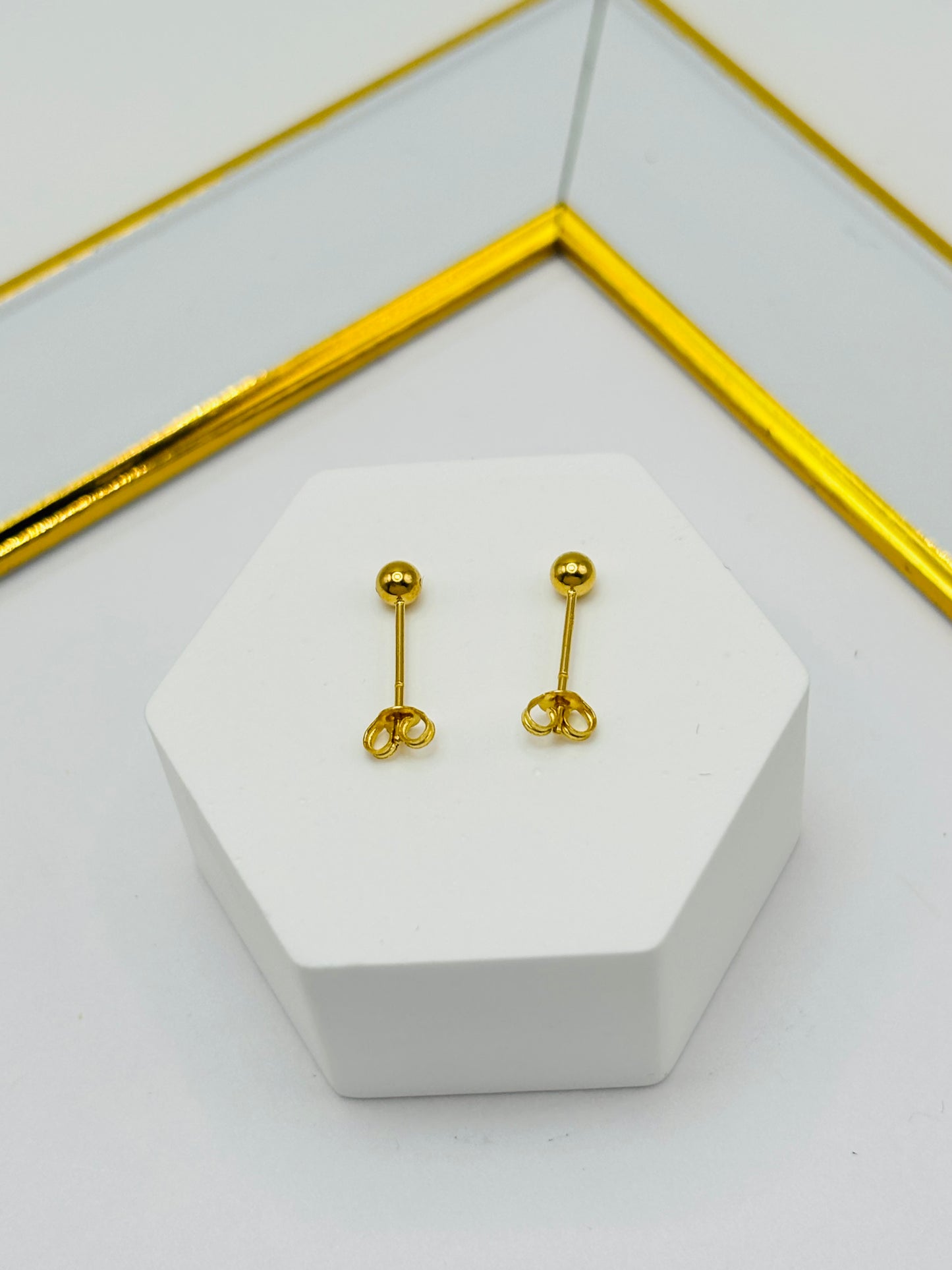 18K Gold Plain Small Ball Kids Earrings