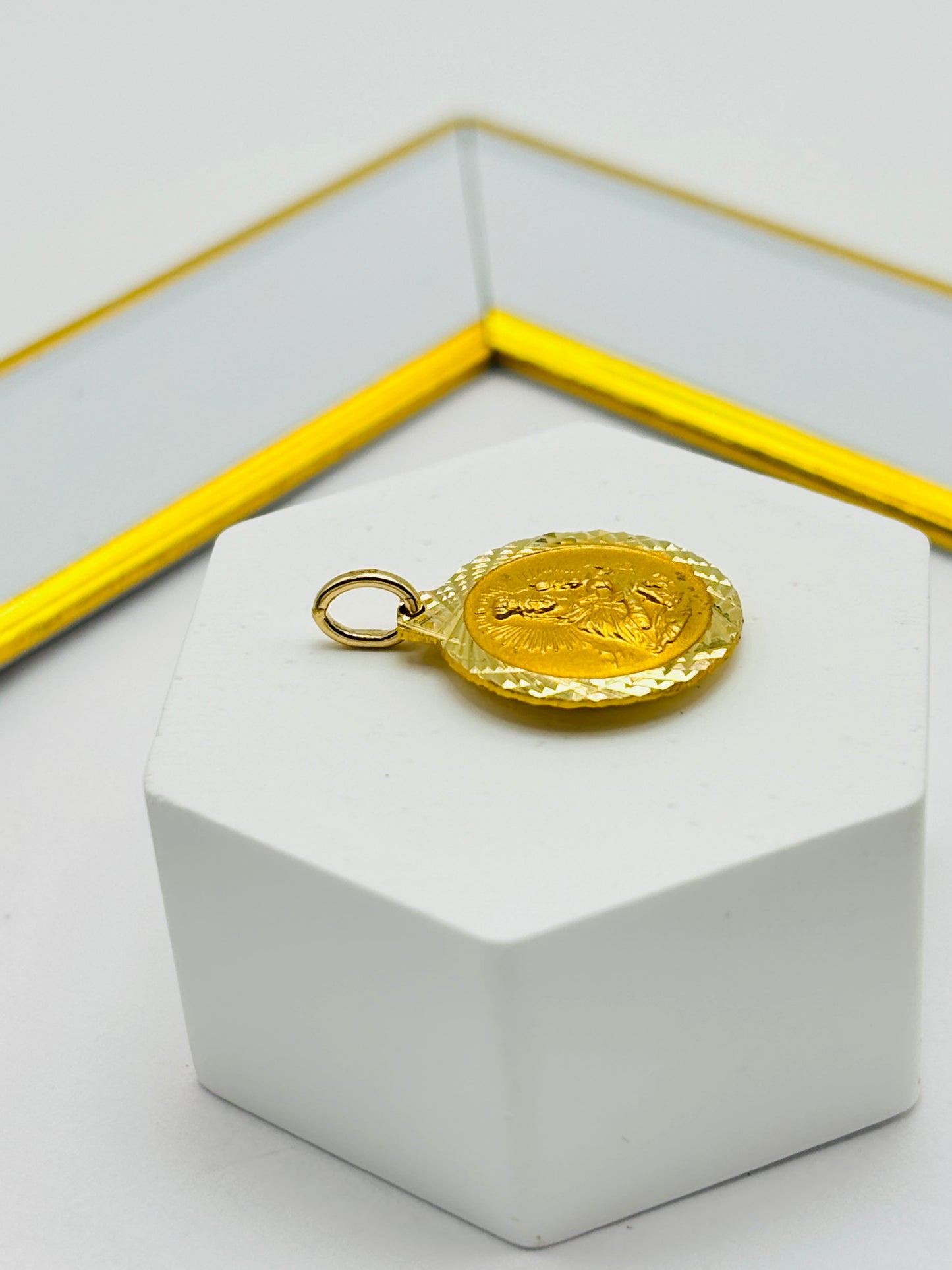 18K Gold Back to Back Religious Pendant