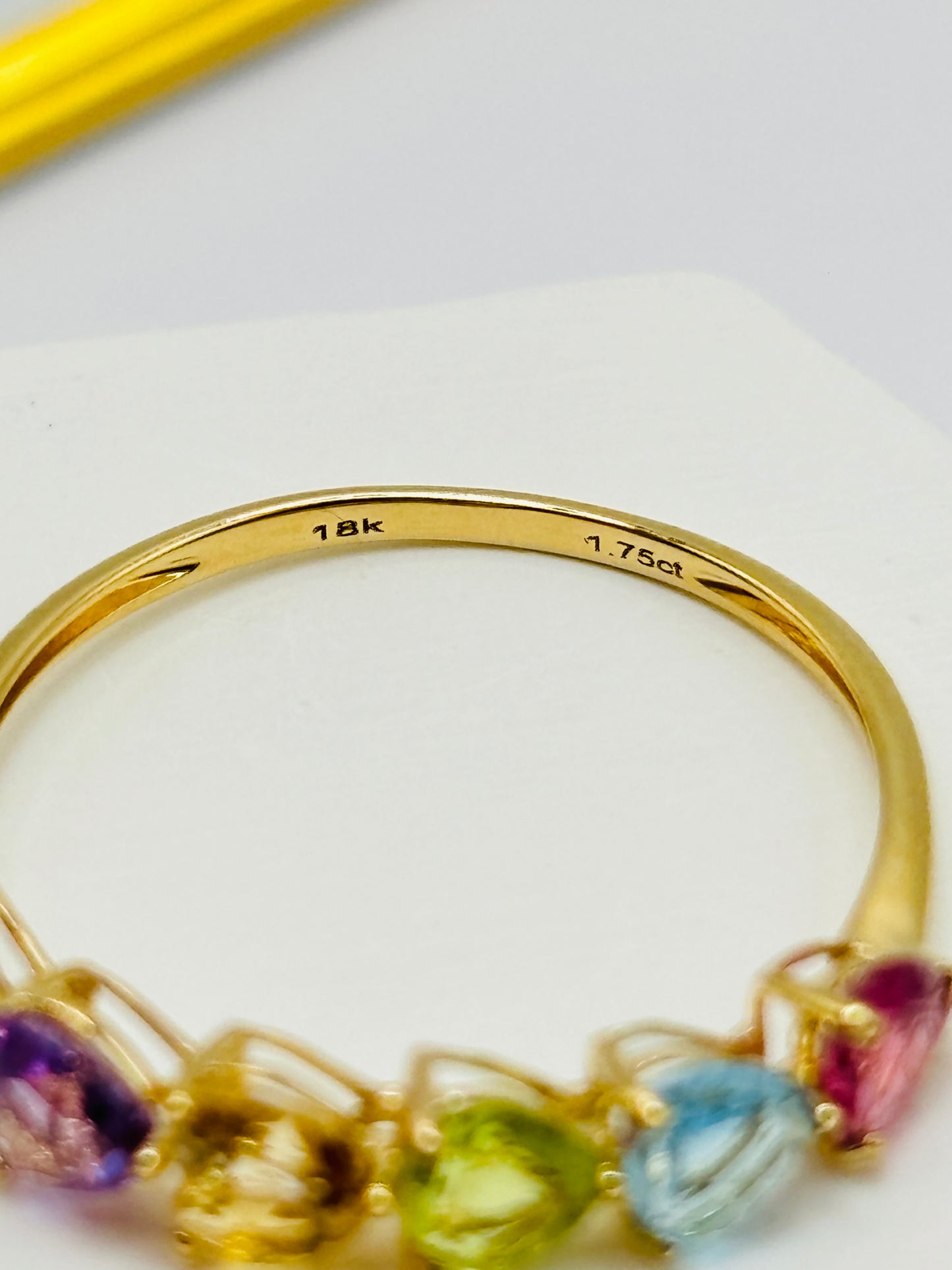 18K Gold Natural Multicolor Stone Lucky Ring