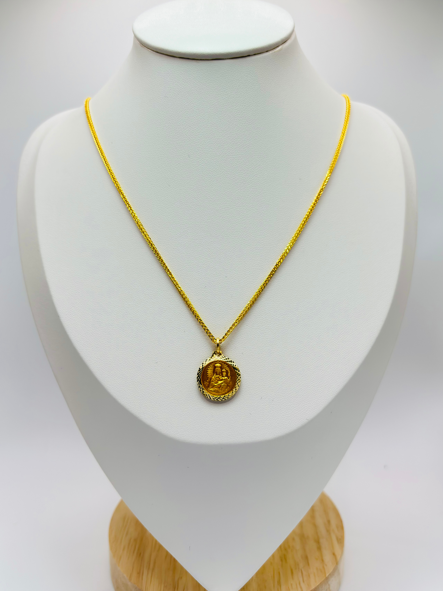 18K Gold Back to Back Religious Necklace