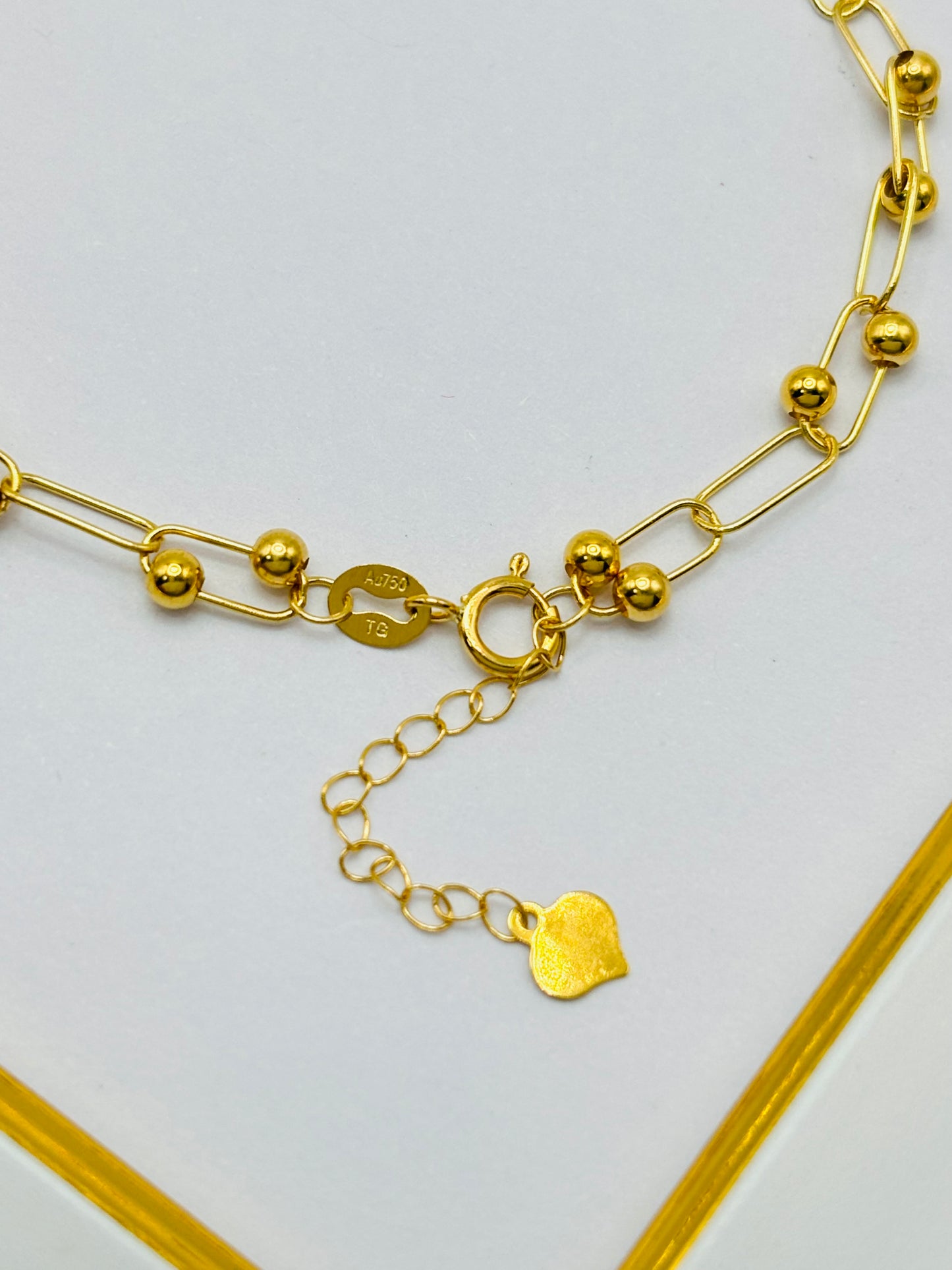 18K Gold Micro Hardware with Heart Bracelet