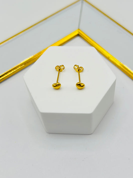 18K Gold Plain Small Heart Kids Earrings