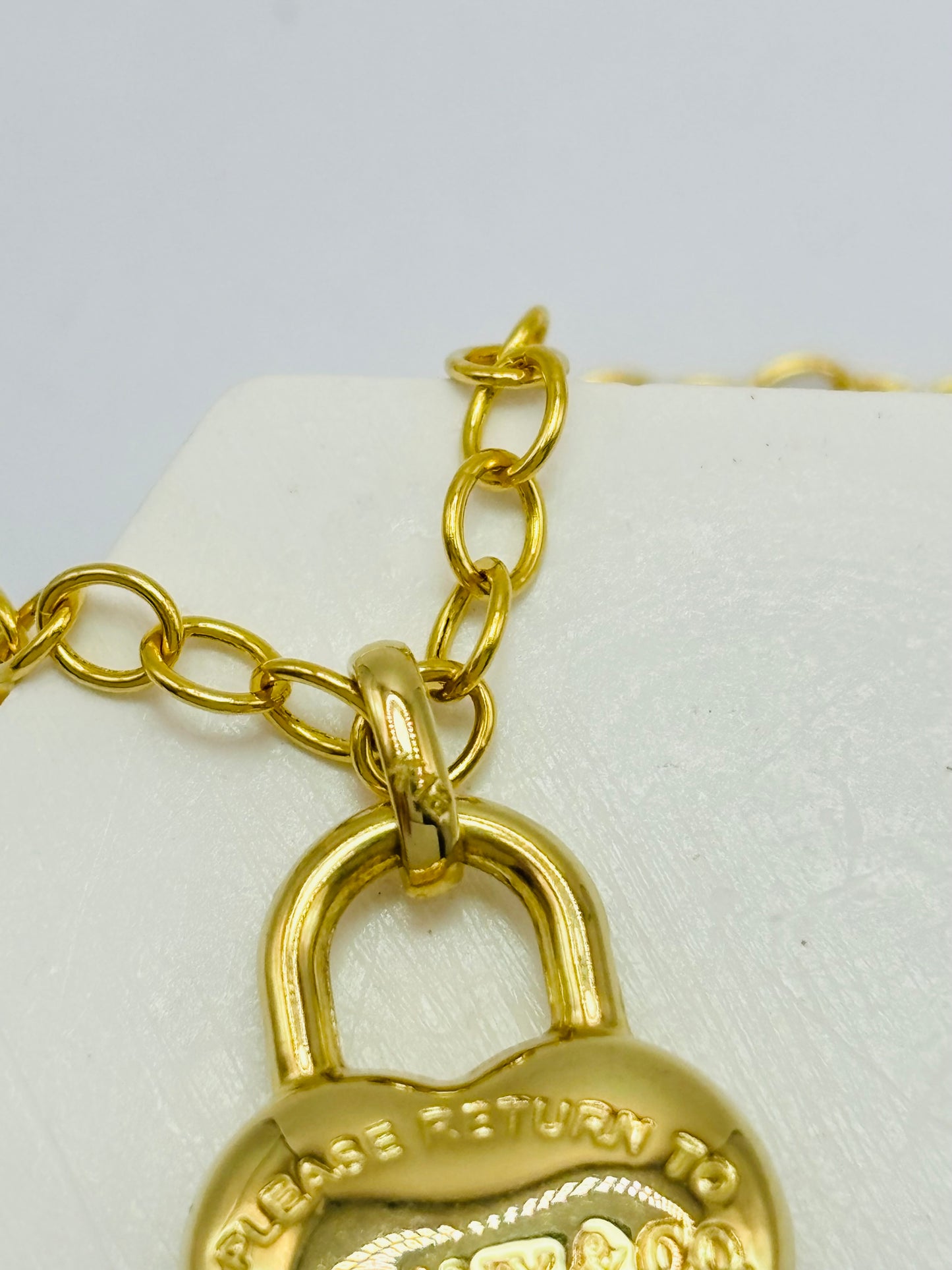 18K Gold Circle Chain with K18 Japan Gold Heart Necklace