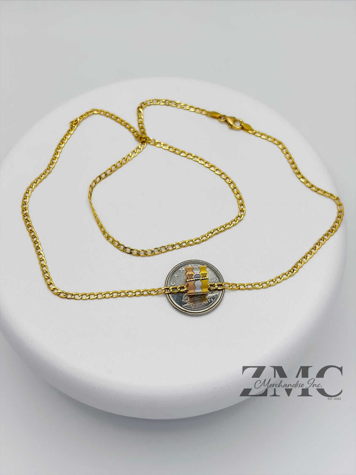 18K Gold Tri-color Barrel Necklace