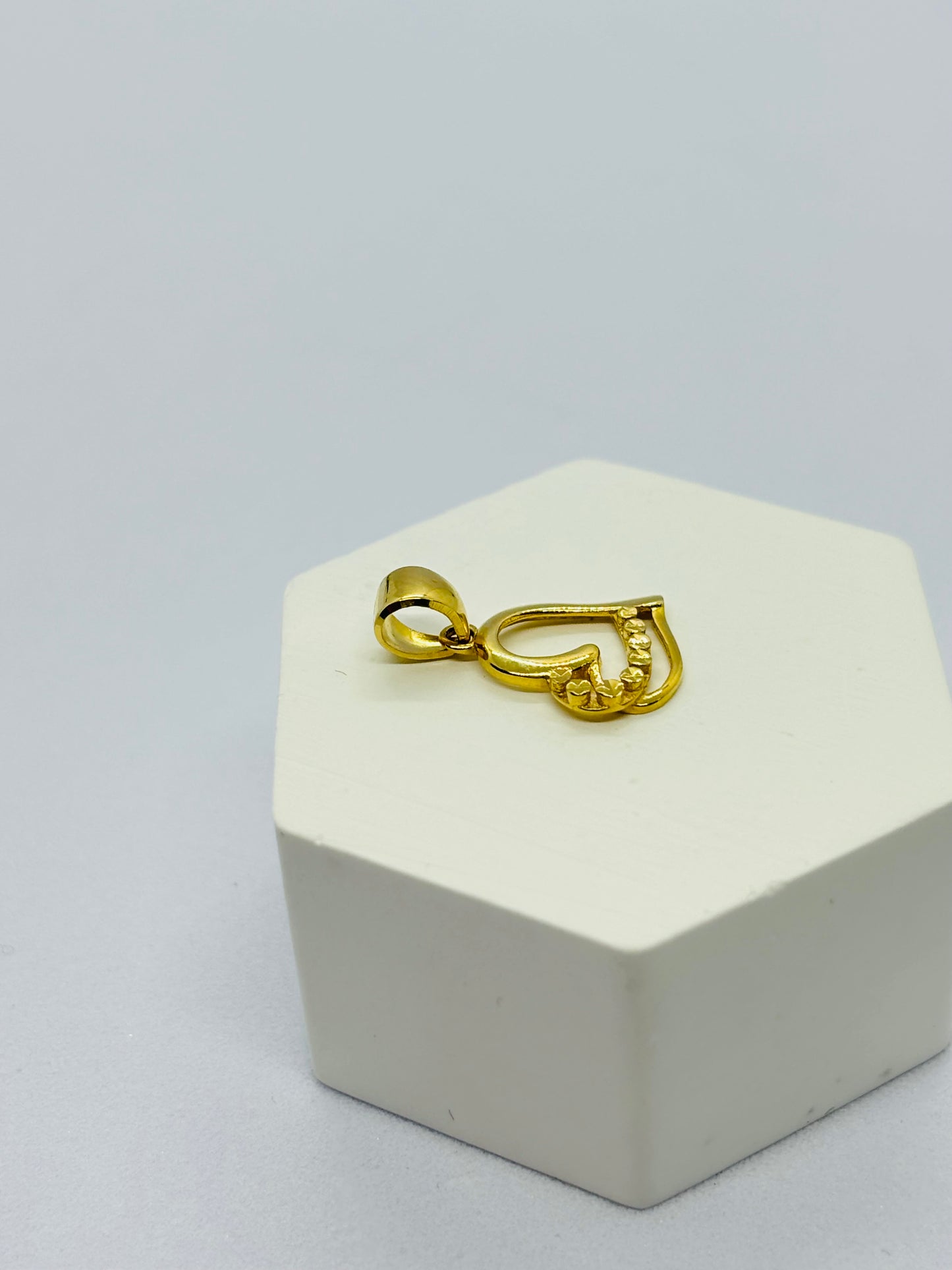 18K Gold Double Heart Pendant