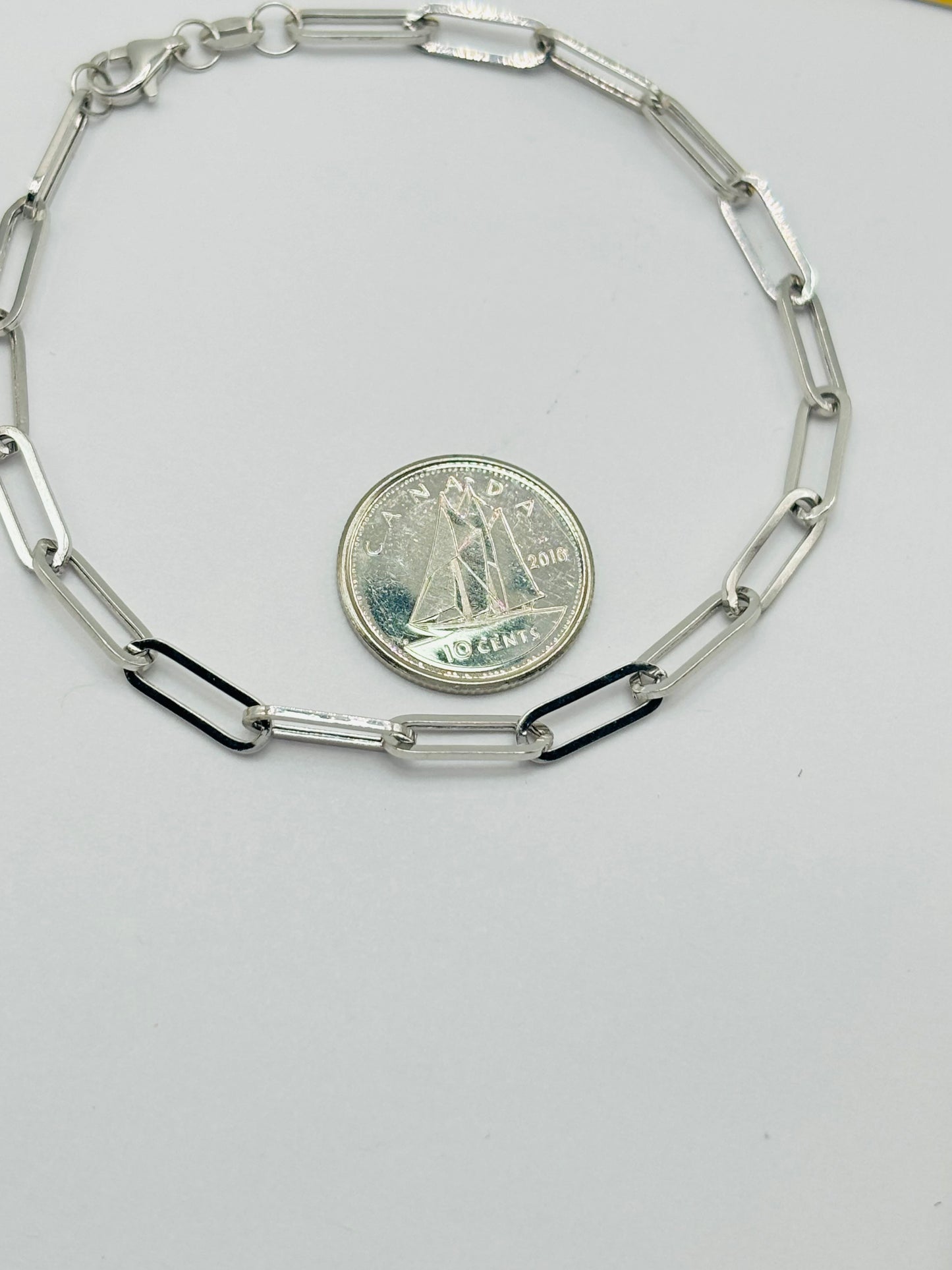 18K White Gold paperclip Bracelet