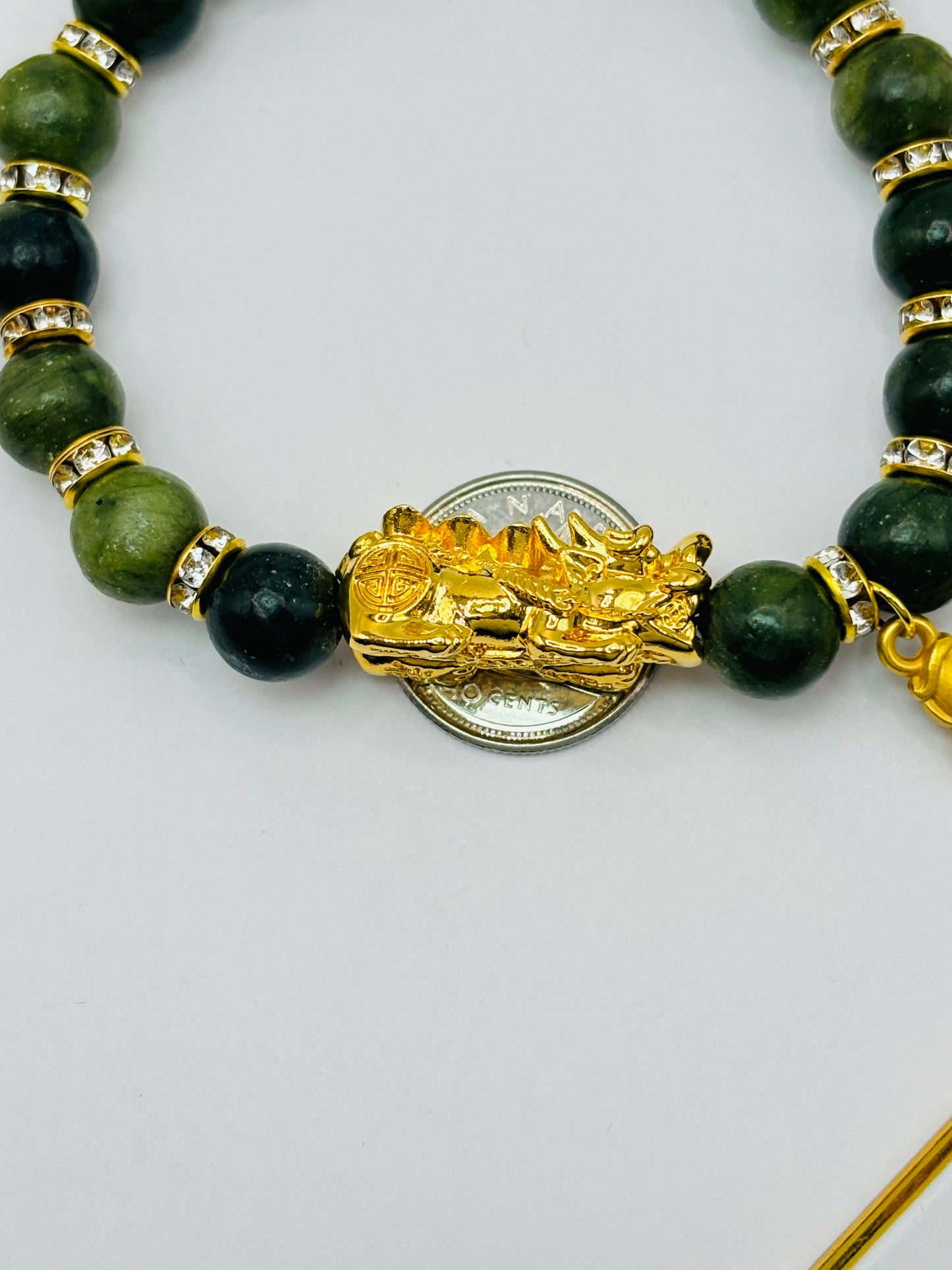 18K Gold Lucky Piyao/ Pi Xiu Bracelet Jade Koi ( Hollow Empty Inside) Extra Large Size