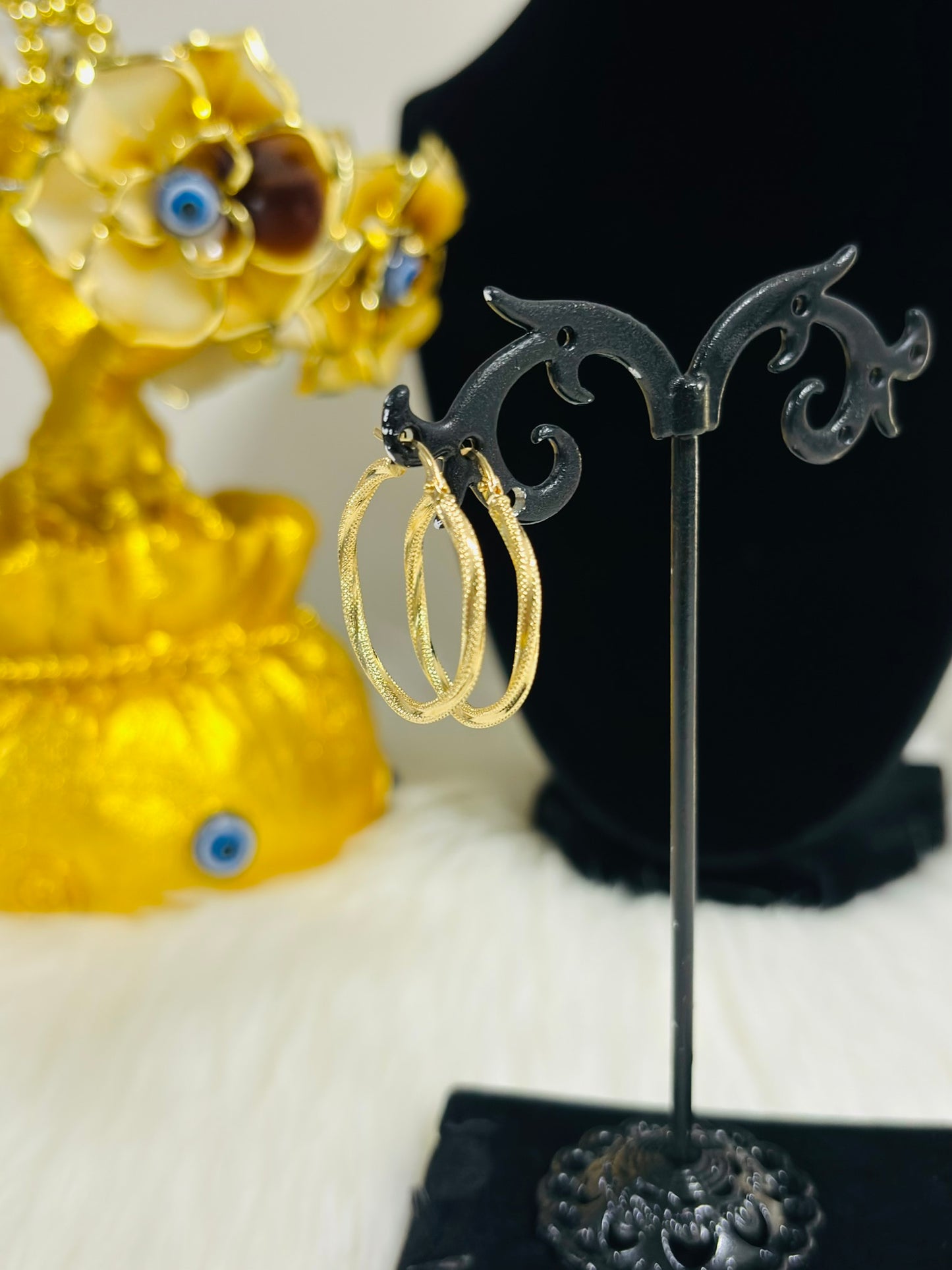 18K Gold Twisted Loop Earrings