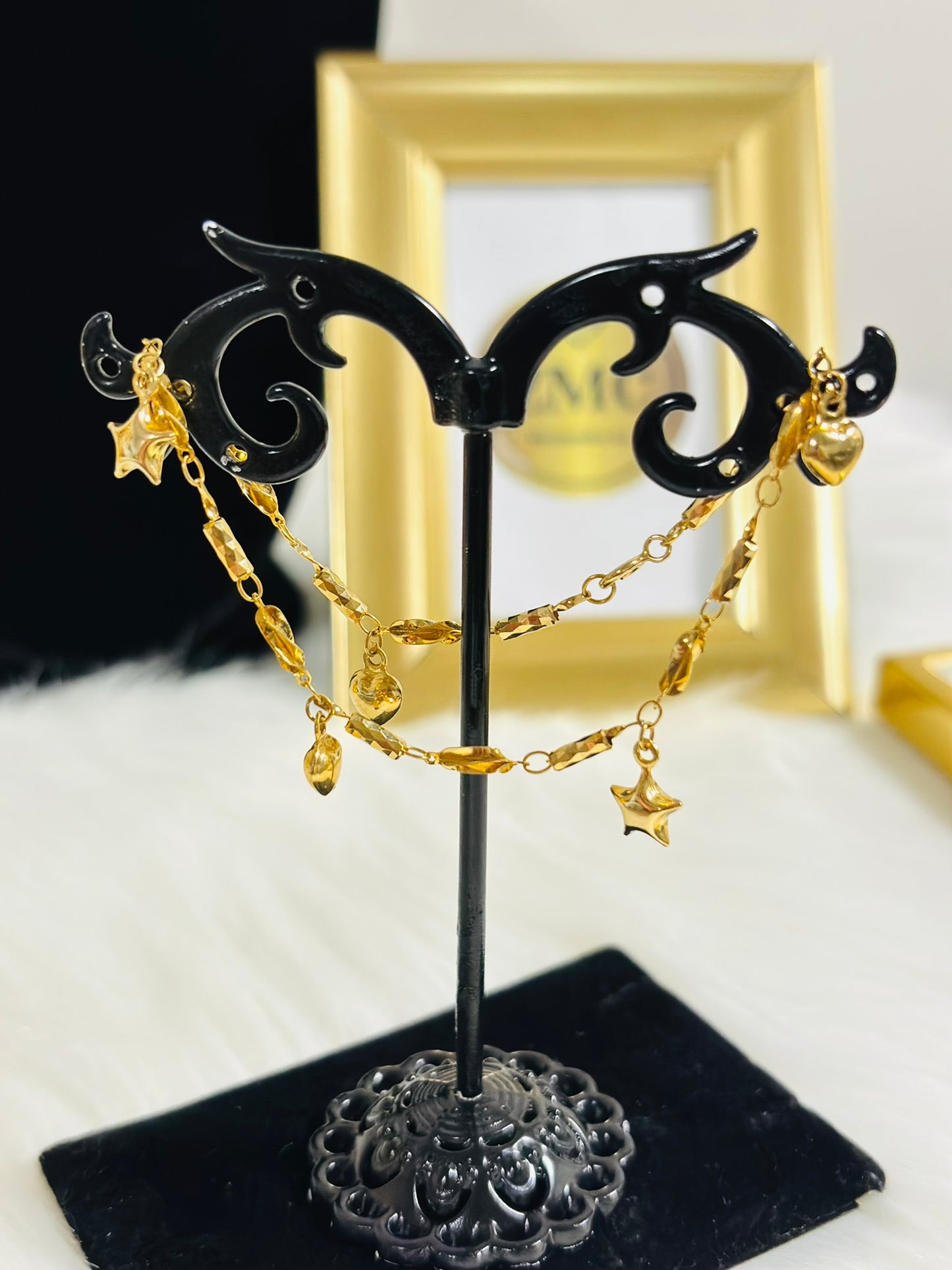 18K Gold Heart and Star Bracelet