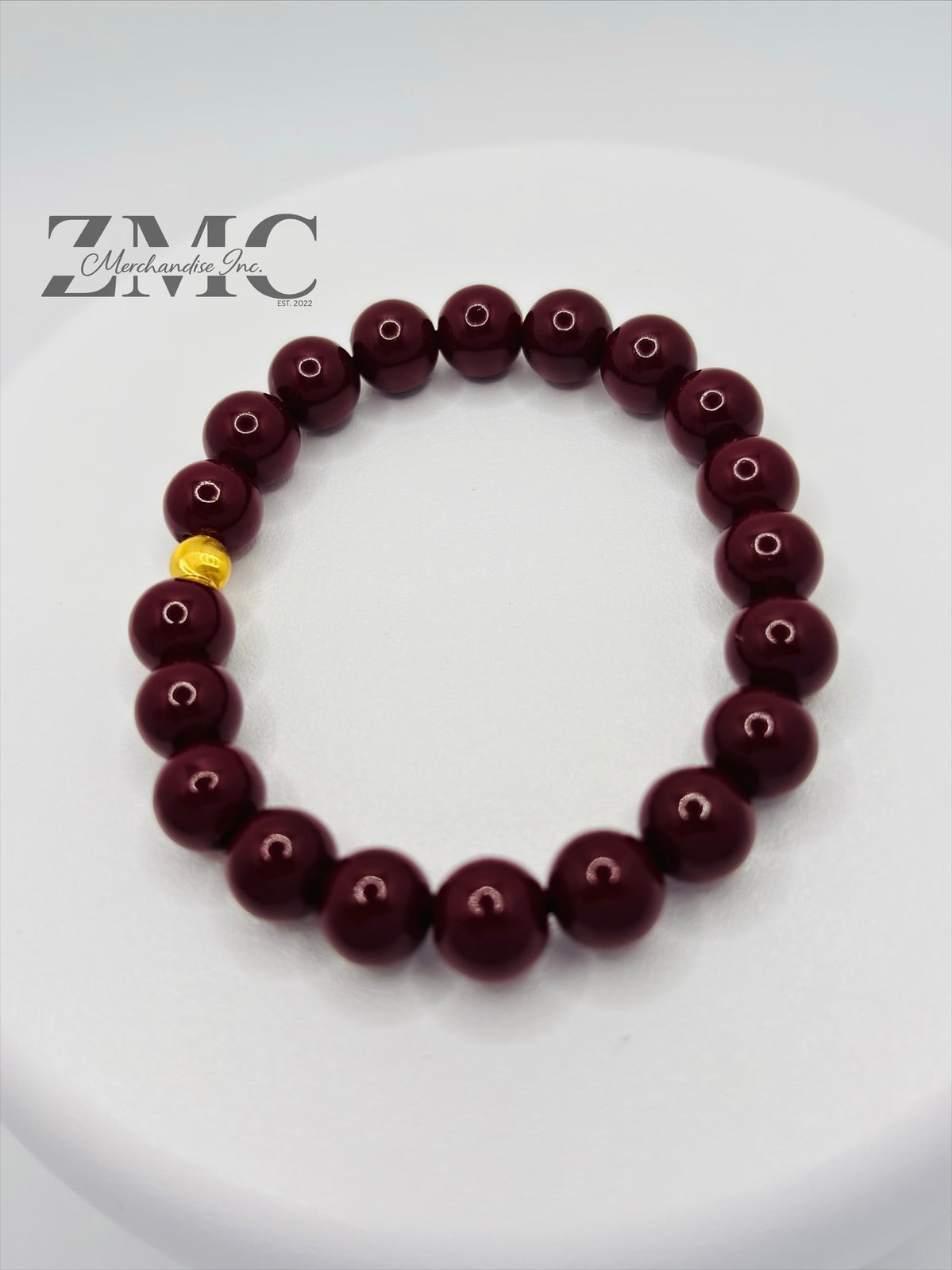 18K Gold Cats Eye Ball with Burgundy Wine Stone