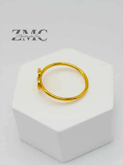 18K Gold Ring Clover 8.5 mm