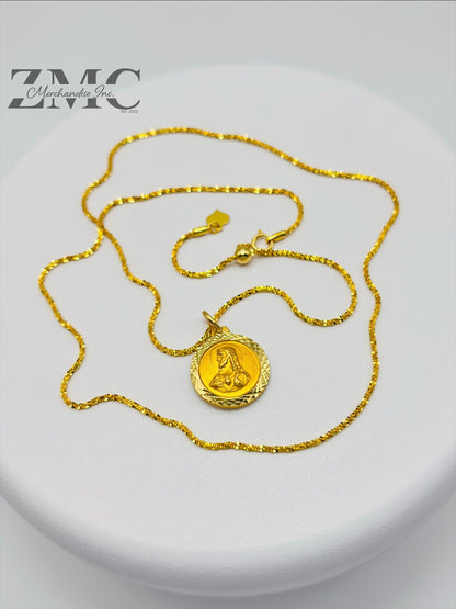 18K Gold Slider Jesus Necklace