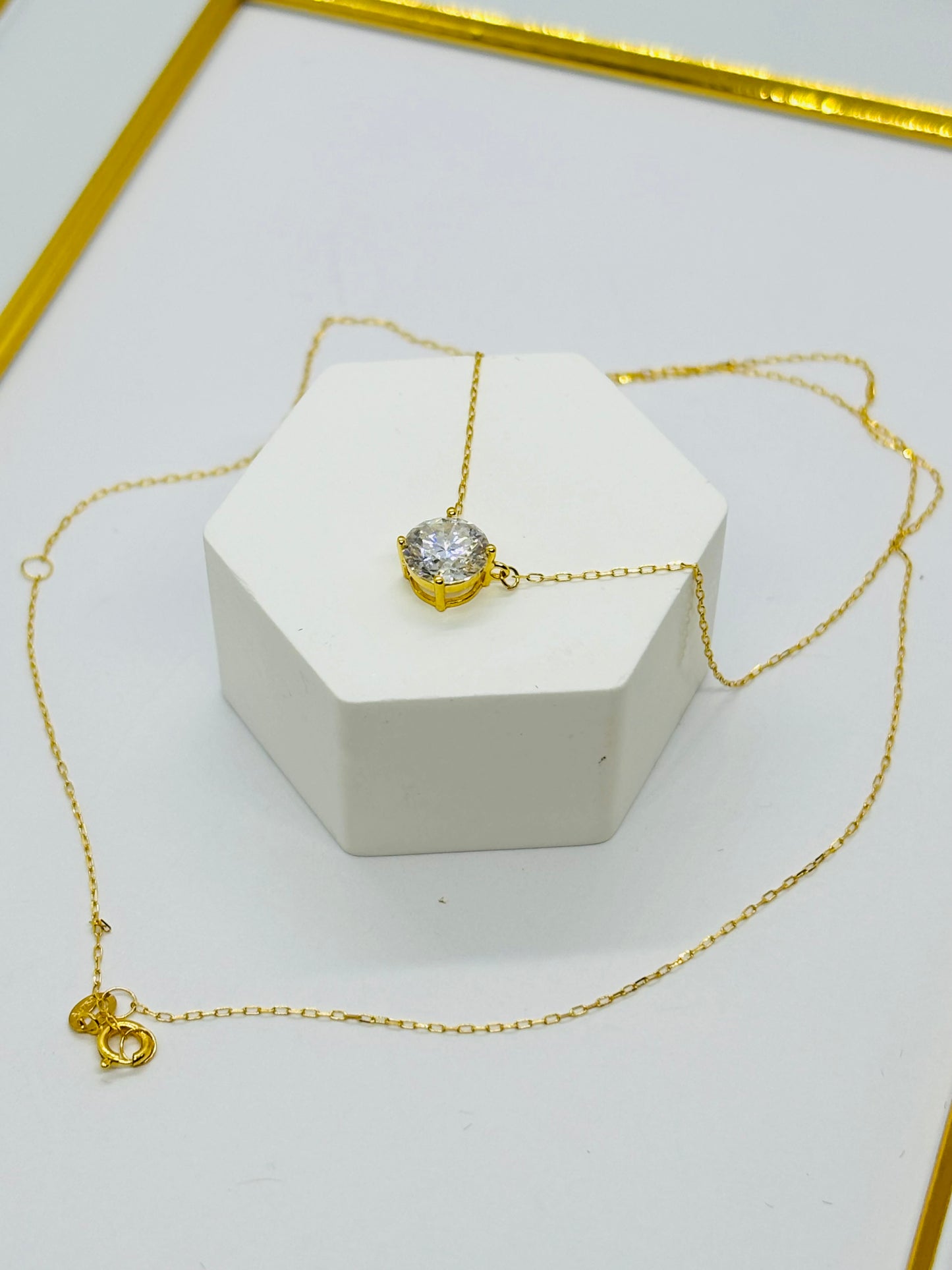 18K Gold with Moissanite Diamond Attached Necklace