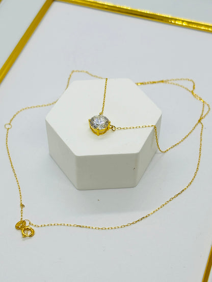18K Gold with Moissanite Diamond Attached Necklace