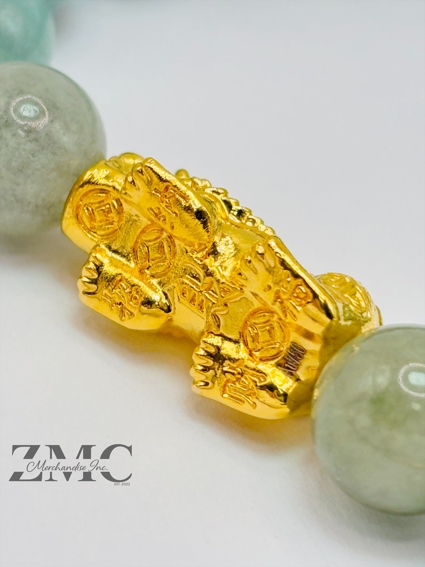 18K Gold Lucky Piyao/ Pi Xiu  Bracelet Jade ( Hollow Empty Inside) Large