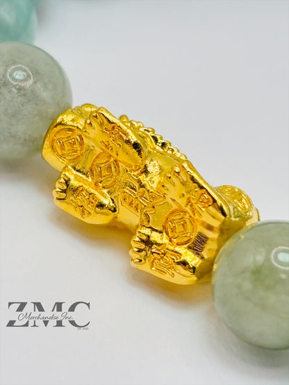 18K Gold Lucky Piyao/ Pi Xiu  Bracelet Jade ( Hollow Empty Inside) Large