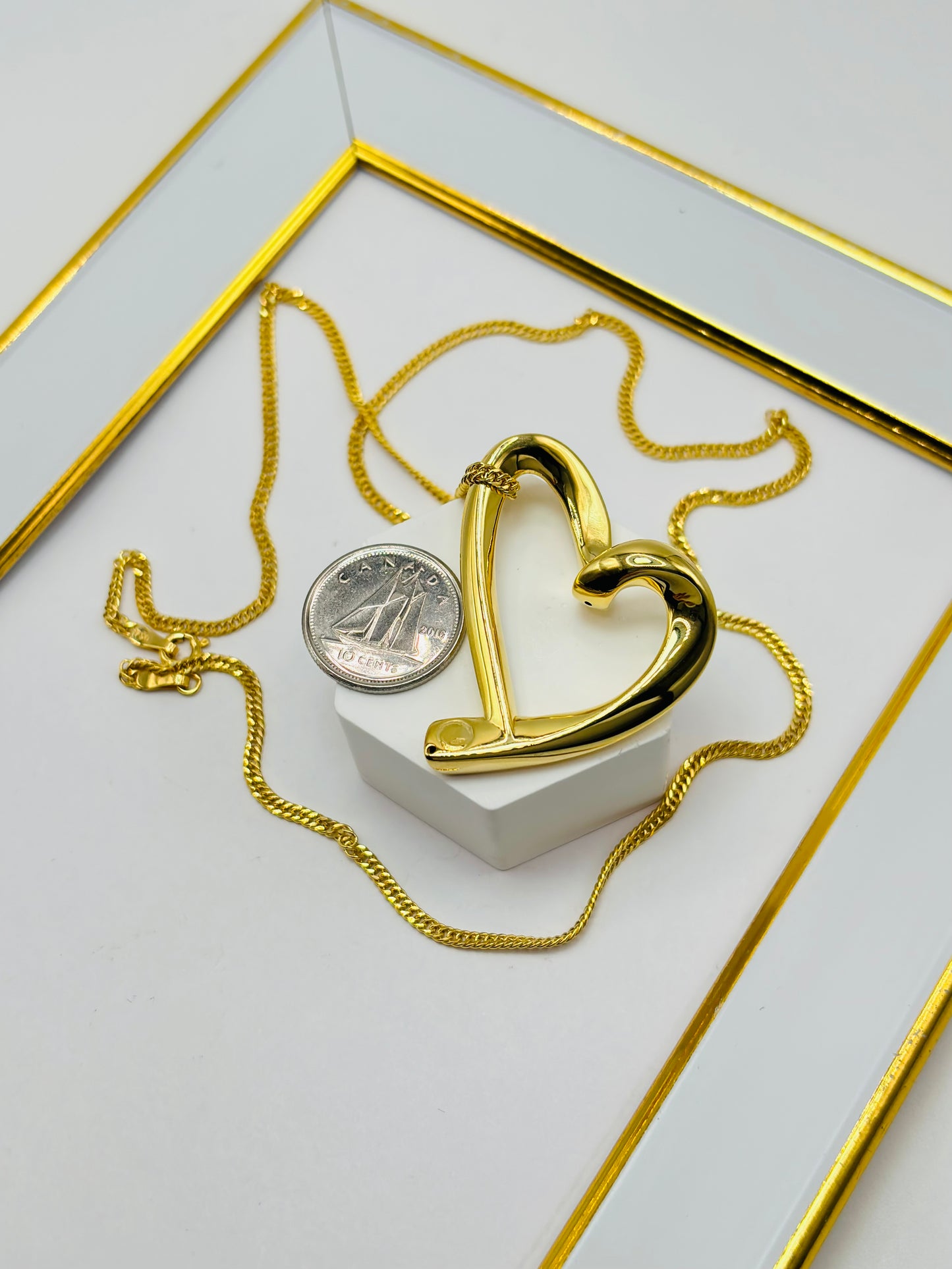 18K Gold Big Heart Necklace