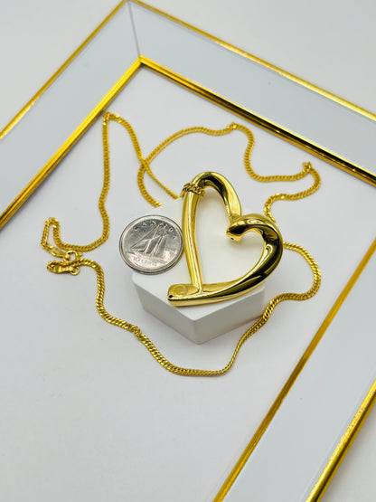 18K Gold Big Heart Necklace