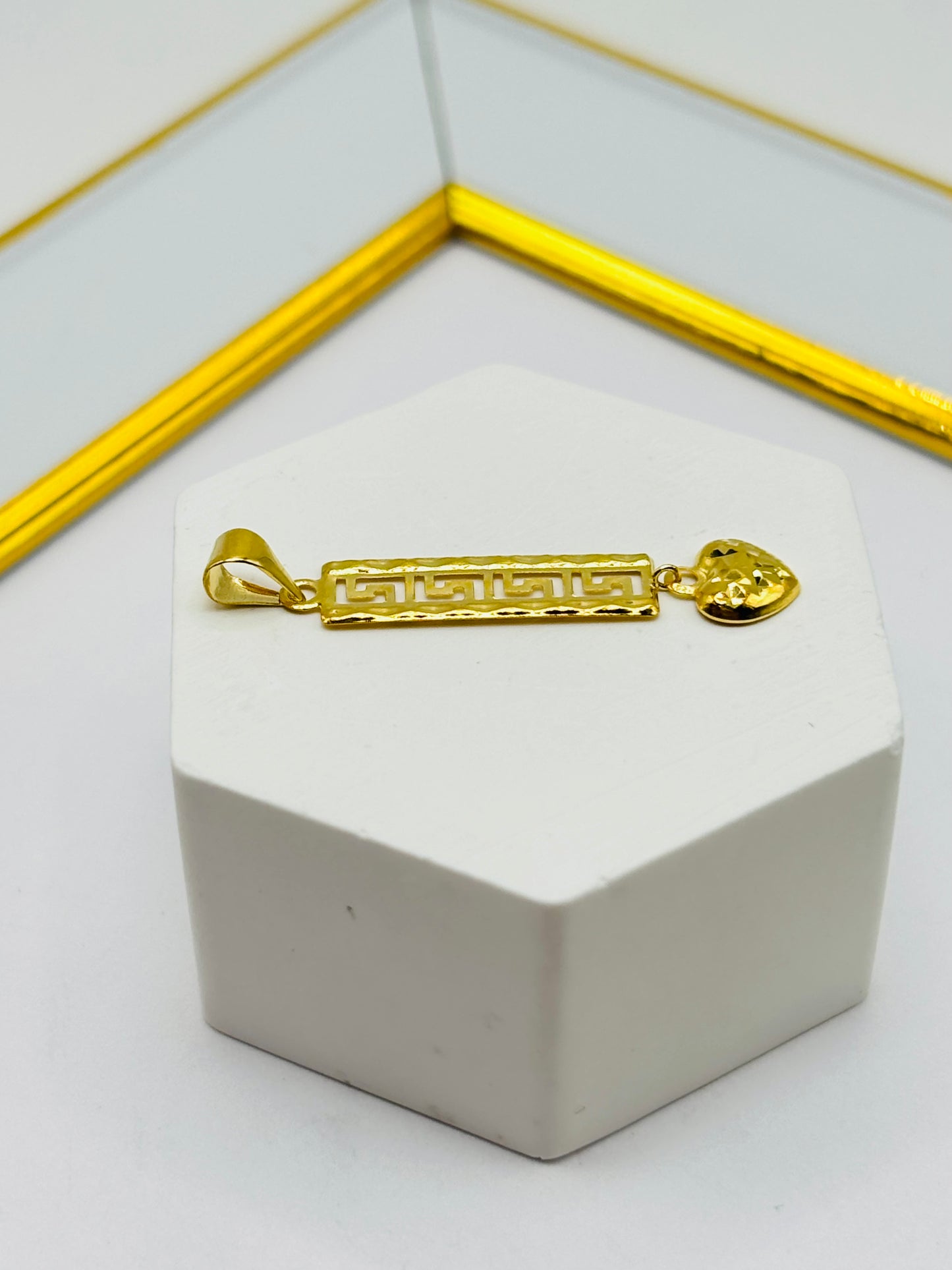 18K Gold Long with Heart Pendant