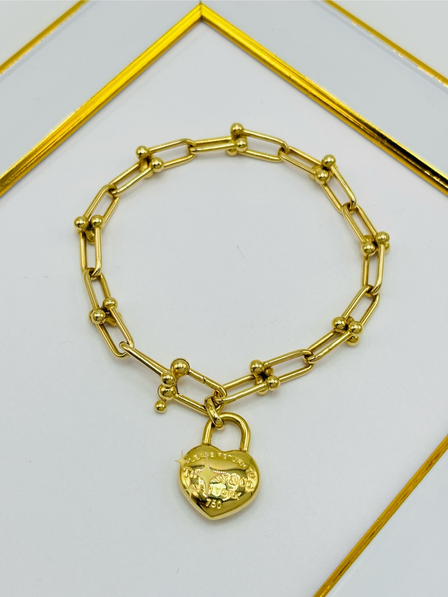 18K Gold Hardware Heart Braclet