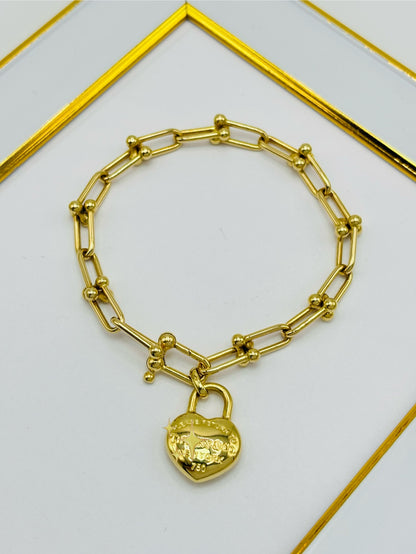 18K Gold Hardware Heart Braclet