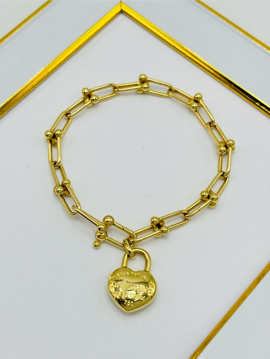 18K Gold Hardware Heart Braclet